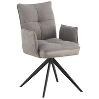 Židle s područkami Maya, světle šedá - šedá/černá, Moderní, kov/textil (59/89/65cm) - Premium Living