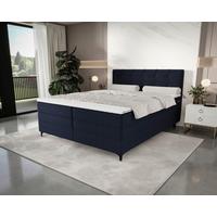 Boxspringbett Mitto mit Topper 180x200 cm - Schwarz/Dunkelblau, KONVENTIONELL, Textil/Metall (180/200cm)