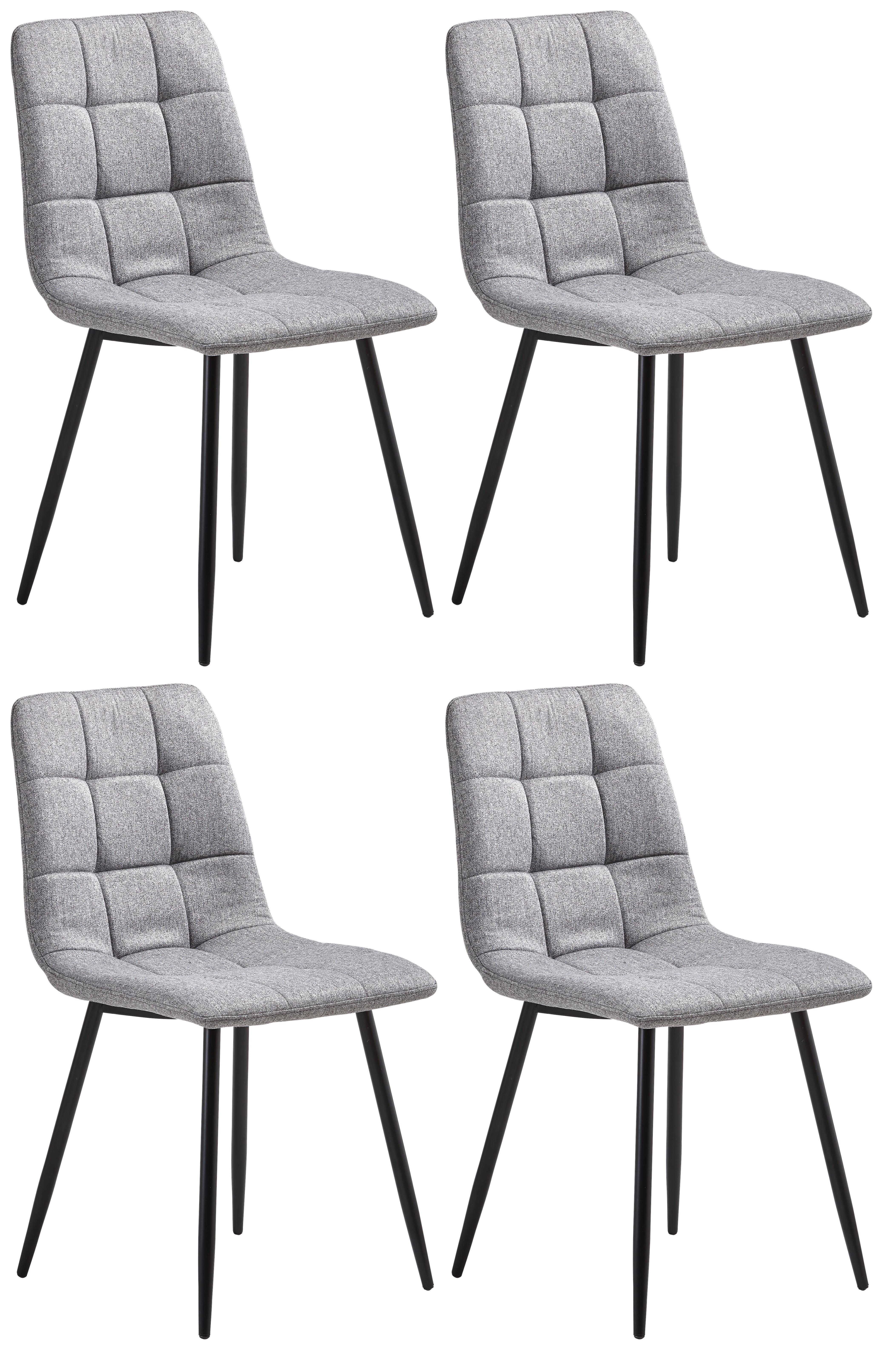 Stuhl-Set 4er EMPOLI Grau - Schwarz/Grau, LIFESTYLE, Textil/Metall (44,5/86/54,5cm) - Livetastic