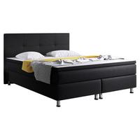 Boxbett mit Topper 180x200 cm Dallas - Silberfarben/Schwarz, KONVENTIONELL, Textil (180/200cm) - MID.YOU