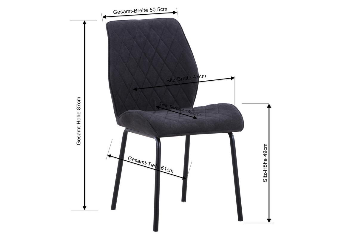 Négylábú Szék Hilde Am Lz 06 - fekete/sötétszürke, Konventionell, textil/fa (51/87/61cm)