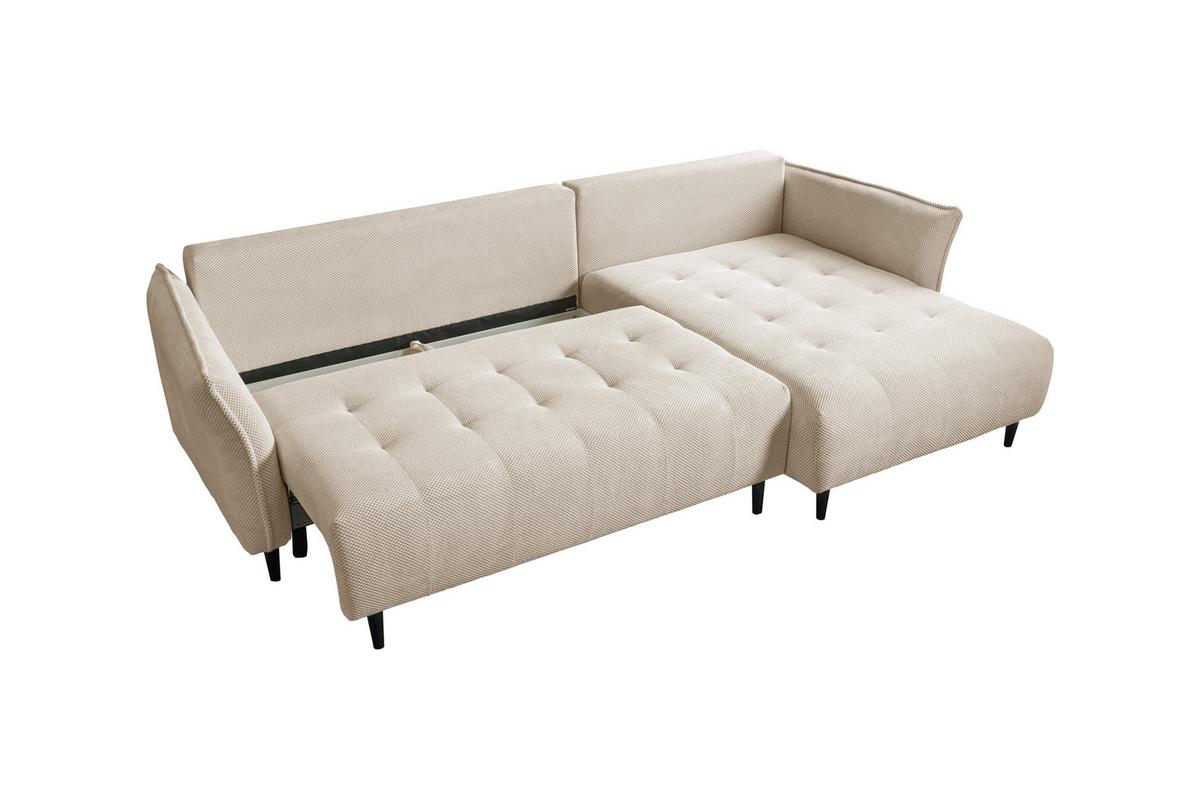 Ecksofa Monte Carlo Creme S: 160x290 cm - Creme/Schwarz, Trend, Holz/Holzwerkstoff (160/290cm)