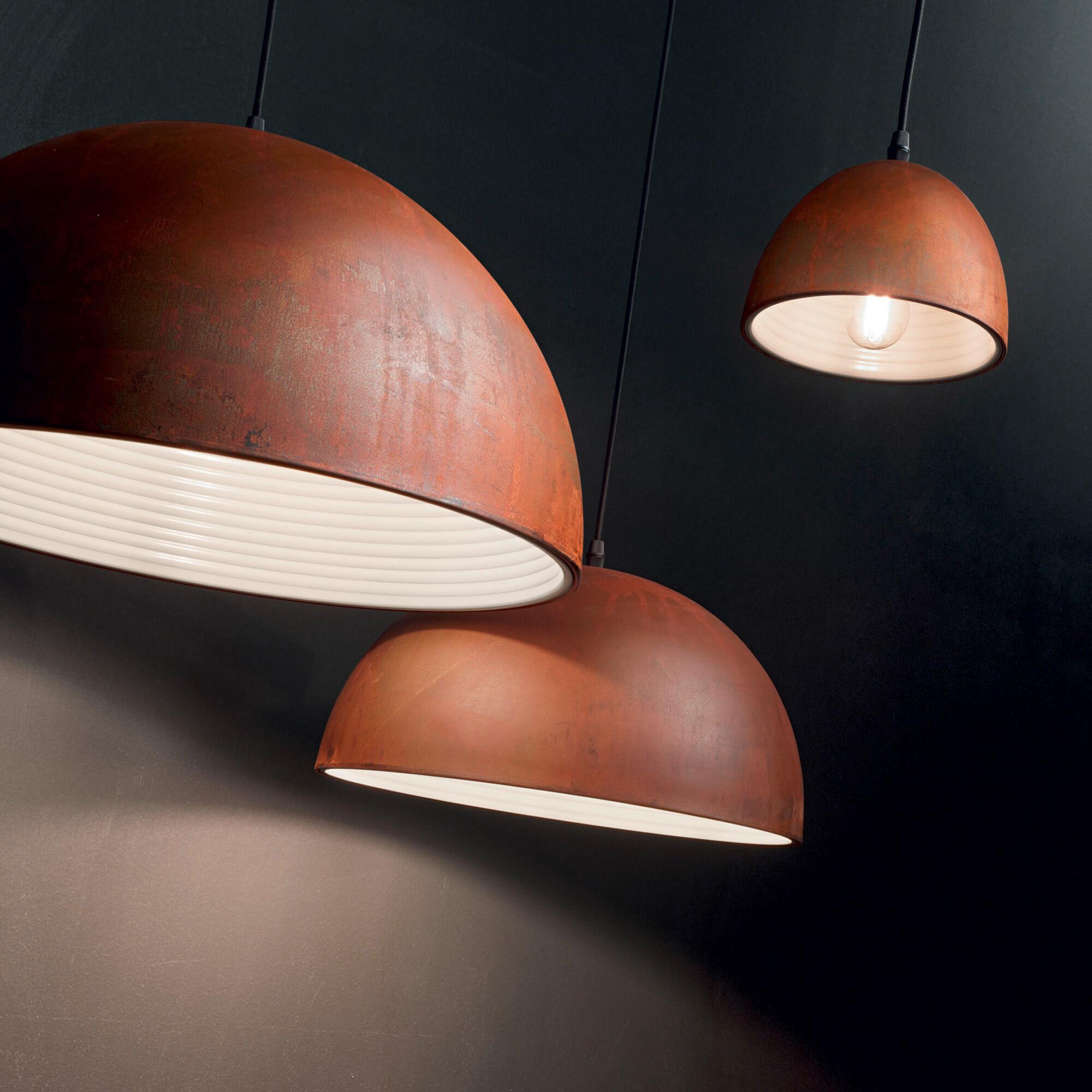 Hängeleuchte Corten Rostfarben D: 50 cm - Rostfarben, KONVENTIONELL, Metall (50/54-22,9cm) - Ideal Lux
