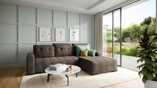 Ecksofa Vicari - Dunkelbraun/Schwarz, MODERN, Textil (185/292cm) - Livetastic