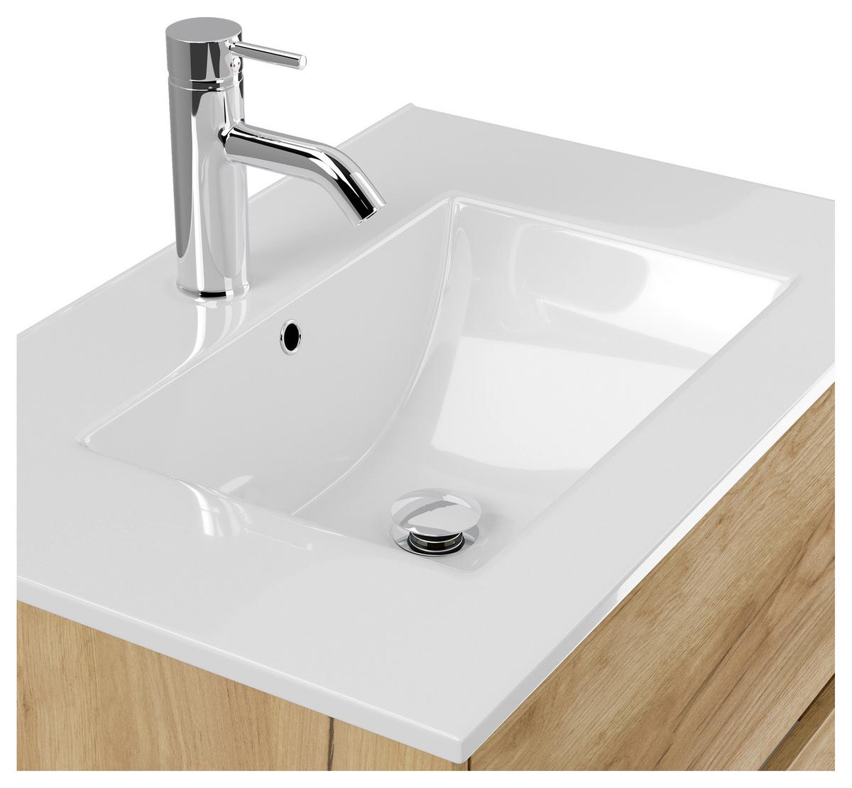 Waschtischkombi Limes Eiche Dekor B: 71 Cm - Eichefarben/Weiß, MODERN, Keramik/Holzwerkstoff (71/58,7/46,5cm) - MID.YOU