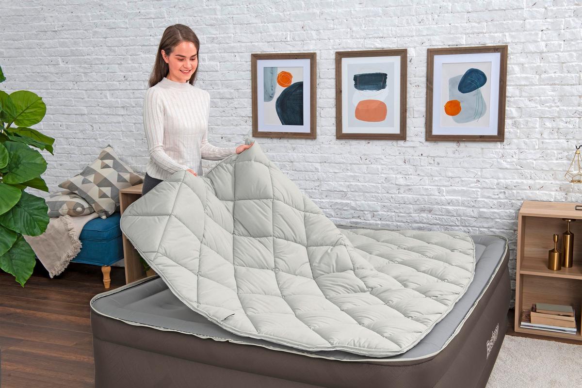Luftbett Gloria 203x152x51 Cm Bis 350kg, Inkl. Pumpe - Braun/Grau, KONVENTIONELL, Kunststoff/Metall (203/152/51cm) - Bestway