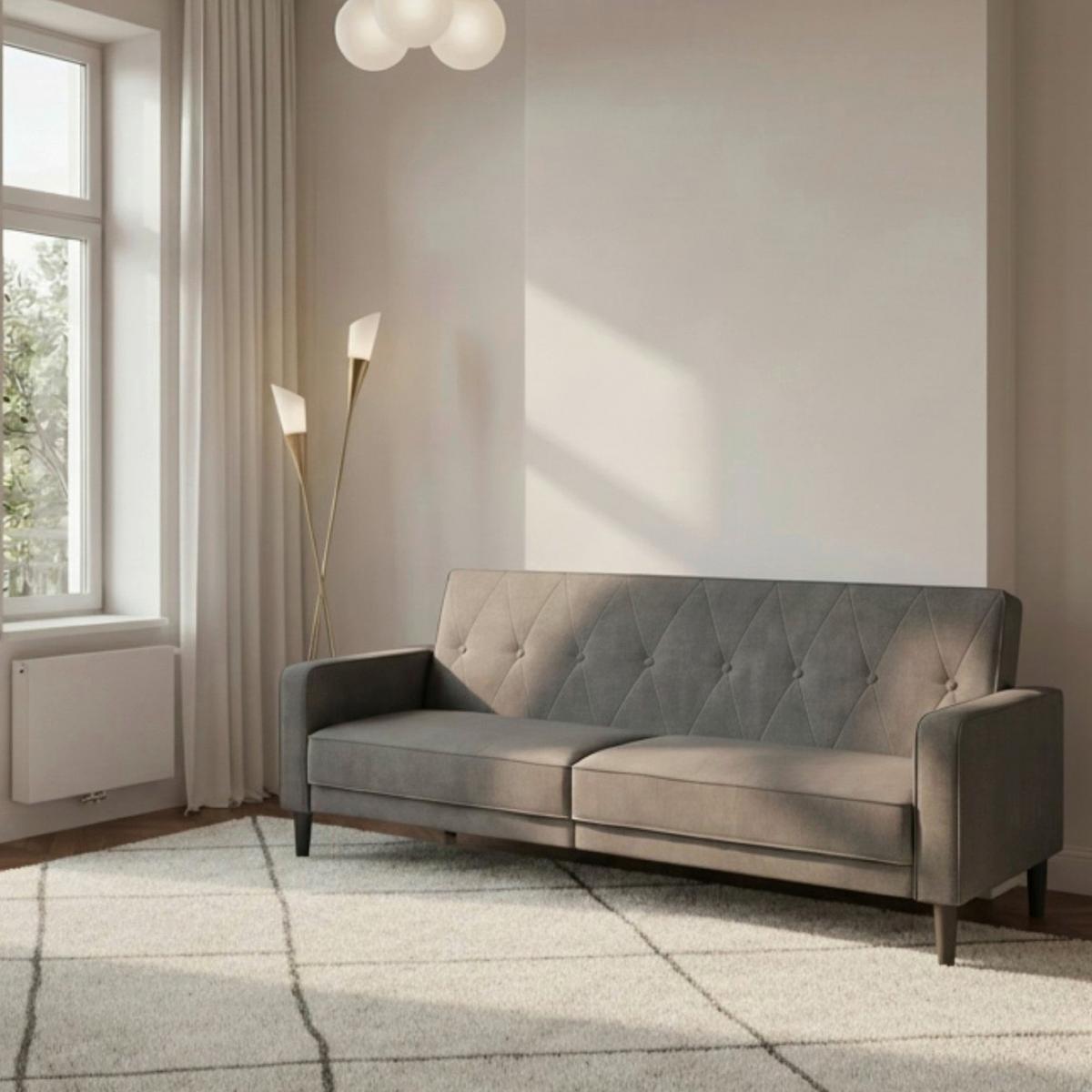 Schlafsofa Aarhus Anthrazit, mit Schlaffunktion - Anthrazit/Braun, Basics, Textil (213/81/86cm) - Livetastic