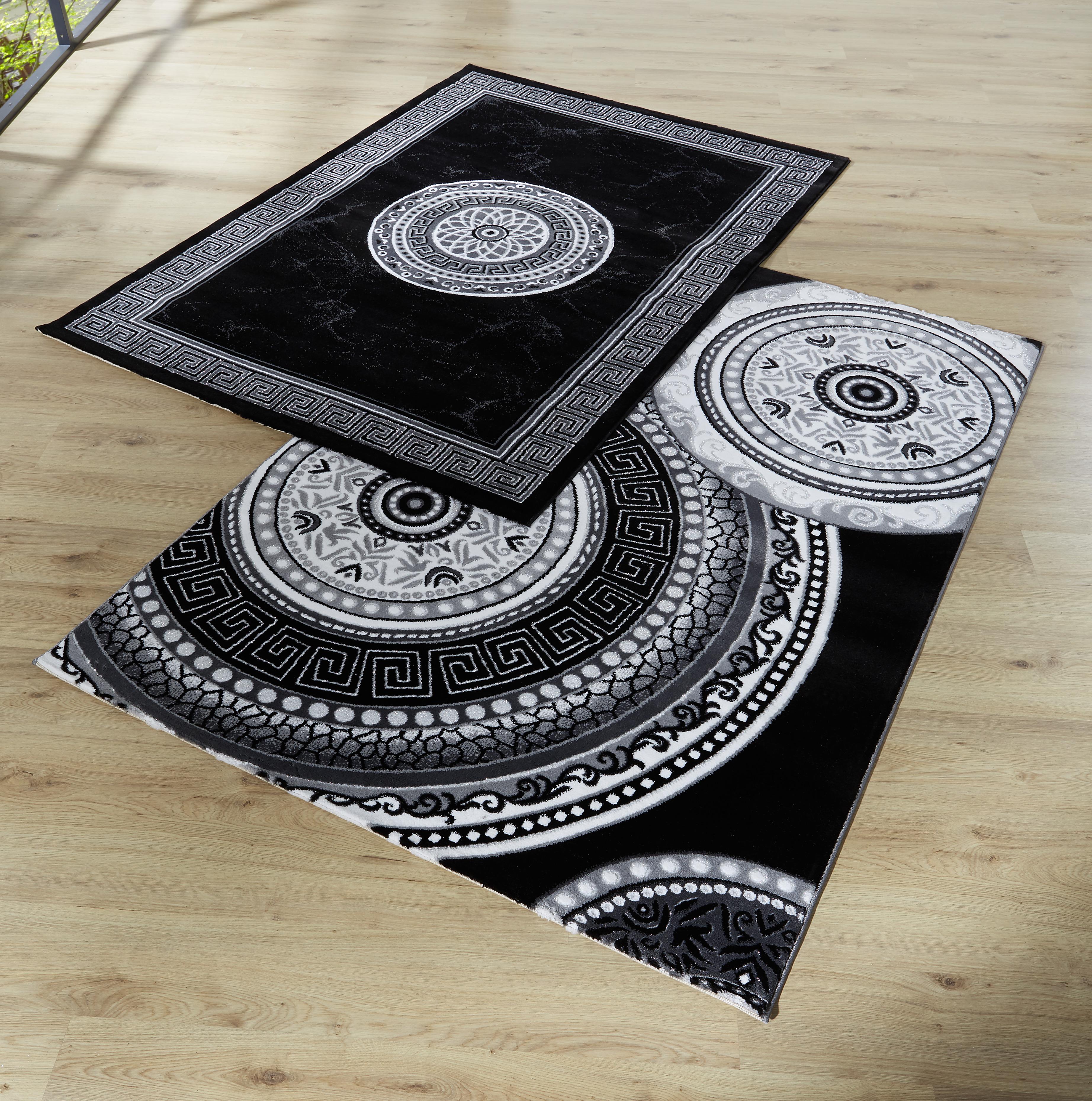 Webteppich Schwarz/Weiß Daryl 160x230 cm - Schwarz/Weiß, KONVENTIONELL, Textil (160/230cm) - James Wood