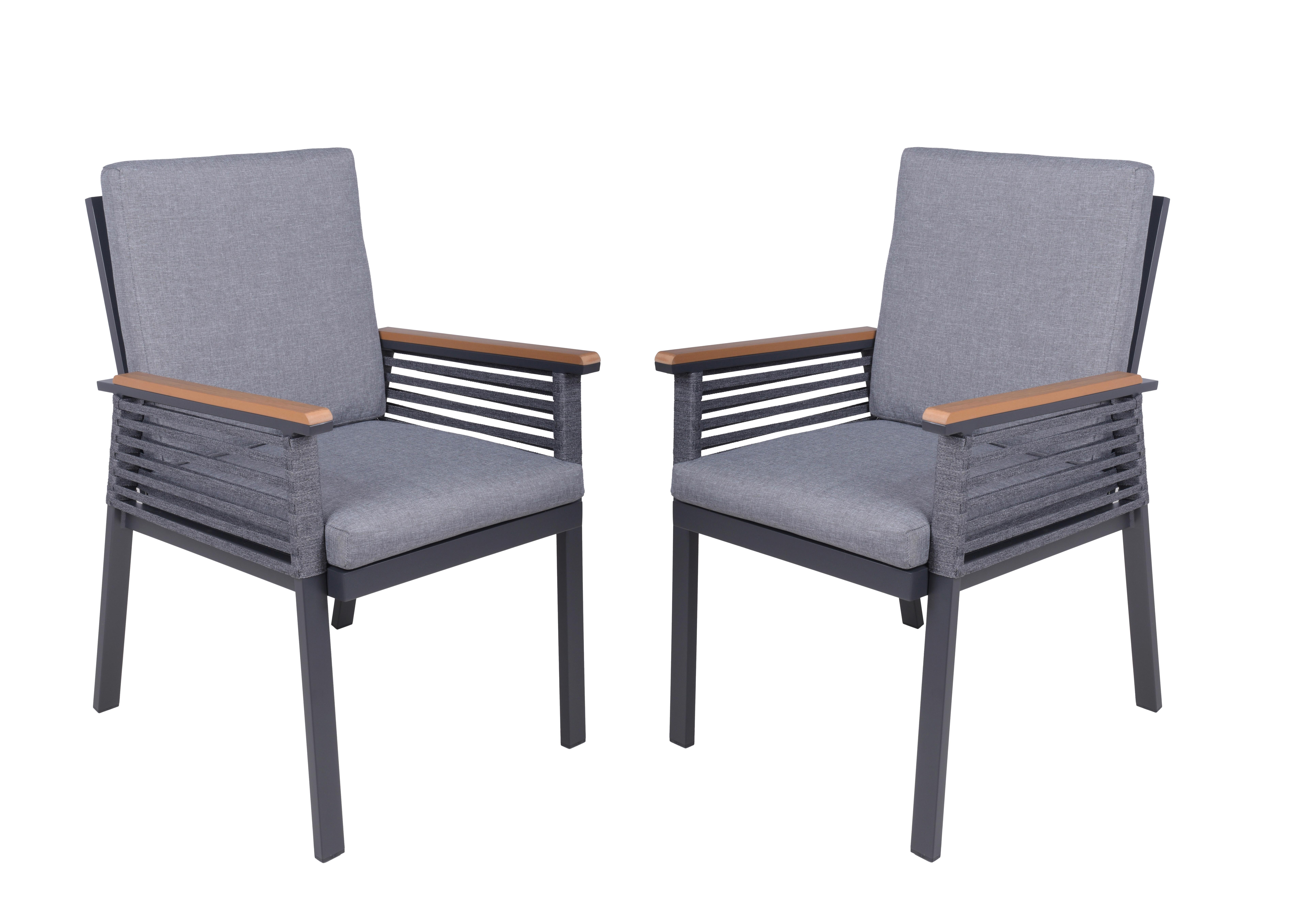 GARTENSTUHL-SET DENIA - Dunkelgrau/Schwarz, Basics, Kunststoff/Textil (56/86/53cm) - Gardenson