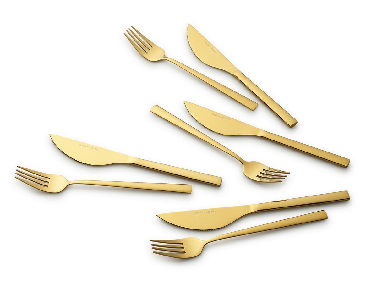 Pizzabesteck 8-Teilig Edelstahl für 4 Personen - Goldfarben, Basics, Metall (23cm) - Echtwerk