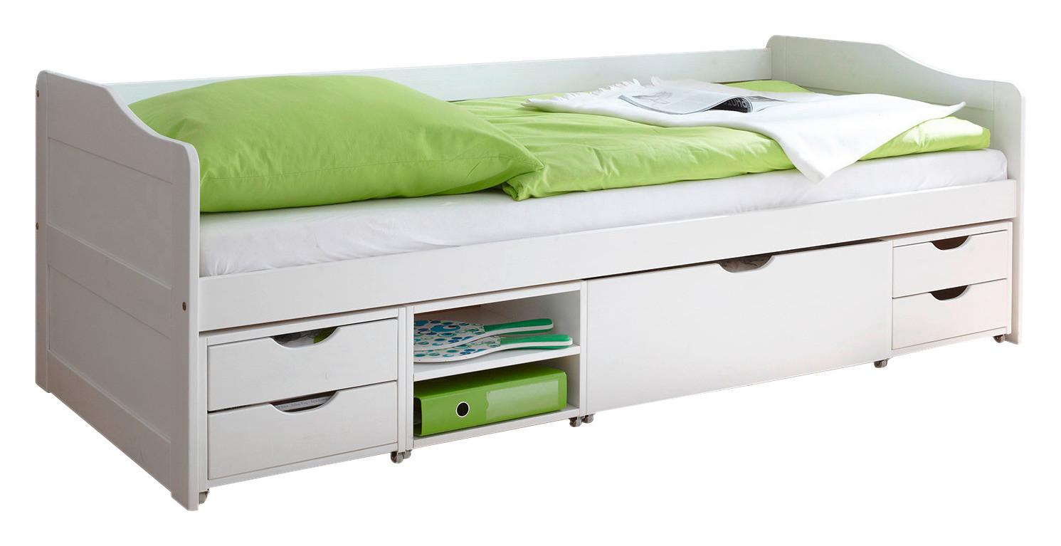 Posteľ s úložným priestorom MARLIES biela - biela, Modern, drevo (90/200cm) - MID.YOU