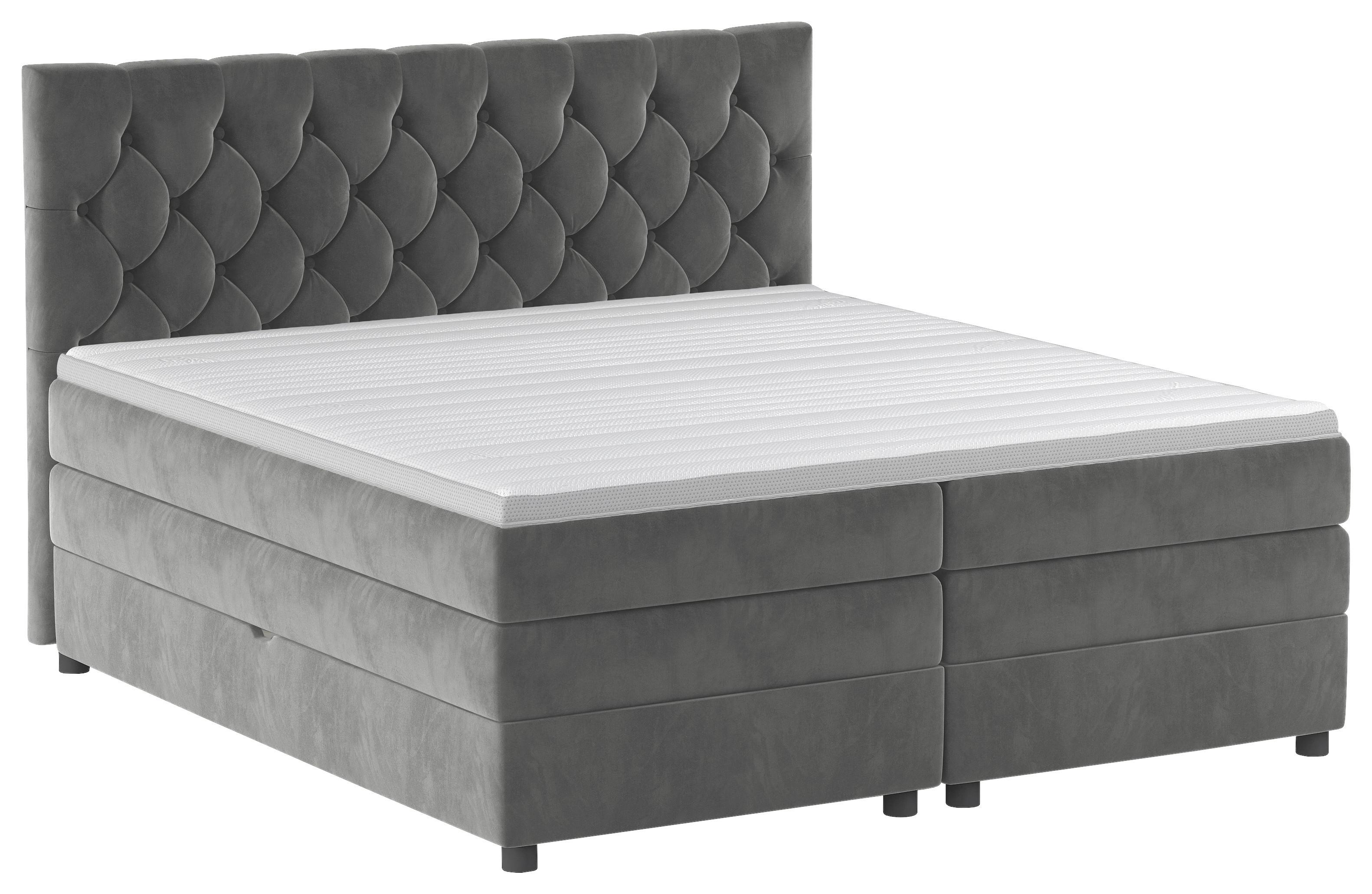 Boxspringbett Elio Graphitfarben 160x200 Cm H3/h4