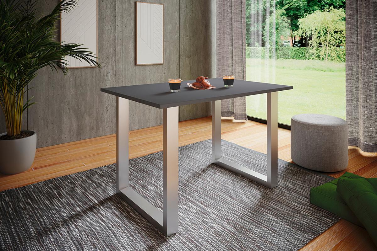 Esstisch Xona Silberfarben L: 80 cm - Anthrazit/Silberfarben, Basics, Holzwerkstoff/Metall (80/50/76cm) - MID.YOU