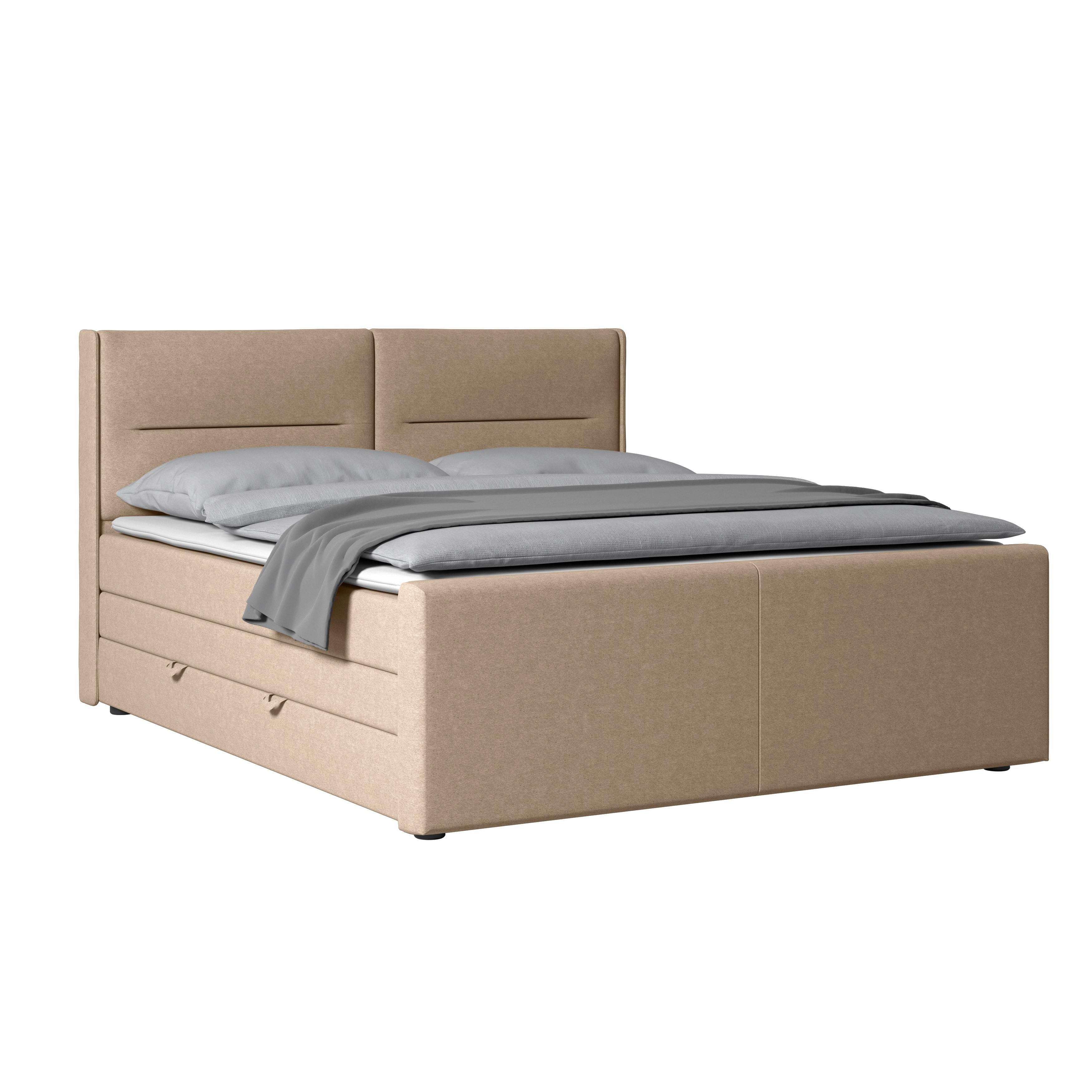 Boxspringbett Kyoto inkl.bettkasten, L: 180 cm - Schwarz/Naturfarben, MODERN, Karton/Holzwerkstoff (180/200cm) - MID.YOU