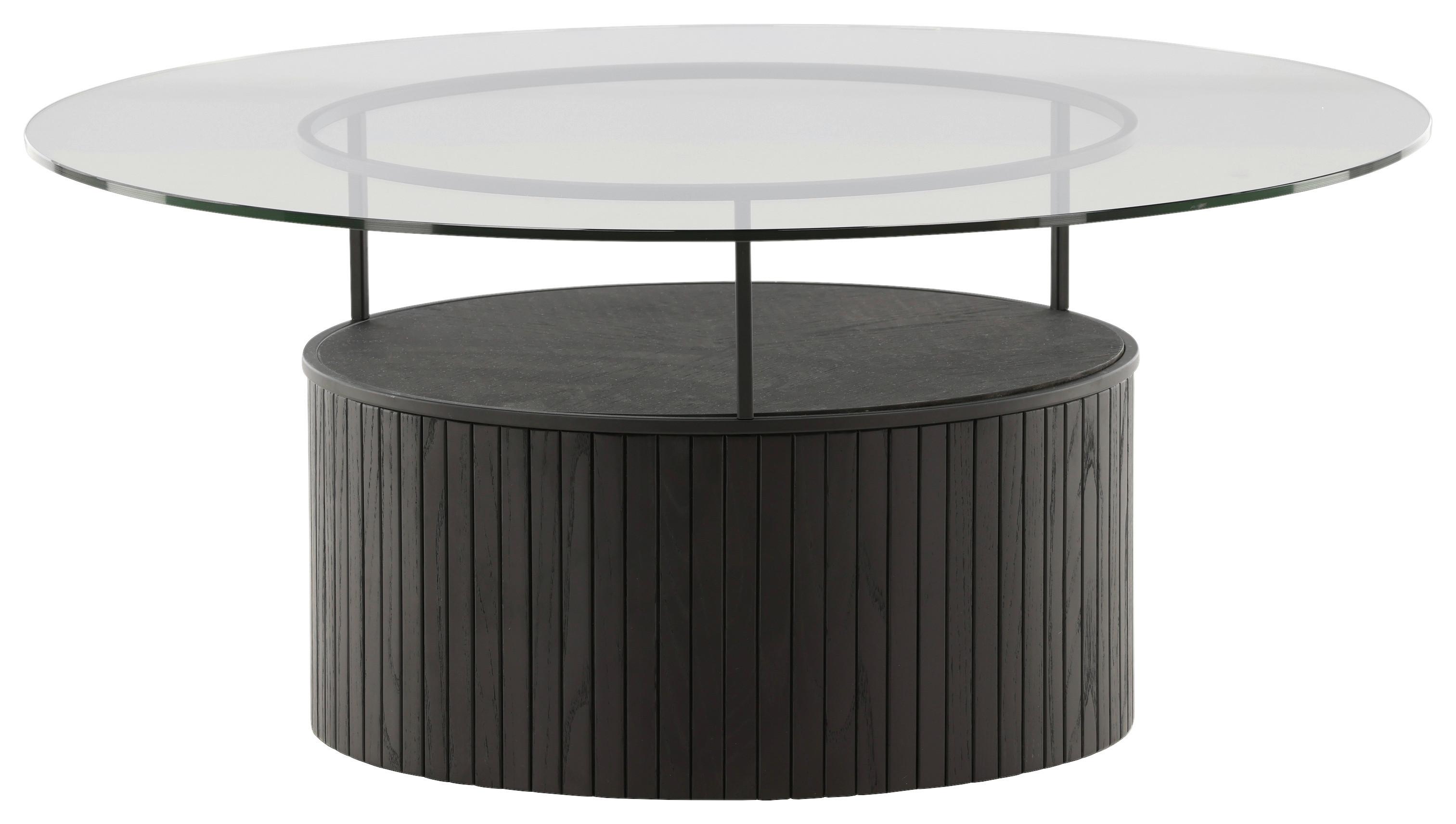 Couchtisch Bovall - Klar/Schwarz, Design, Glas/Holz (90/90/40cm) - Livetastic