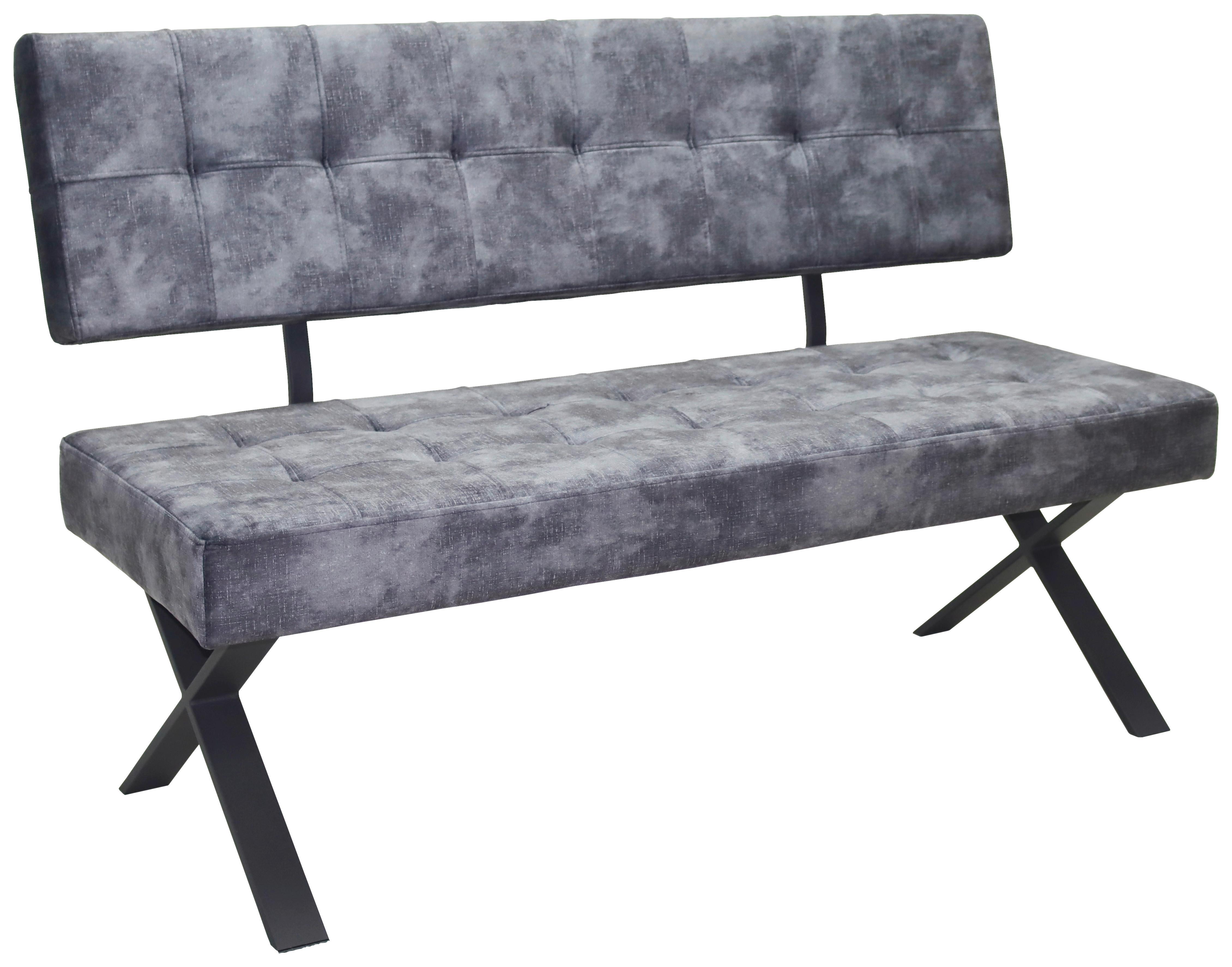 Sitzbank Mit Lehne Webstoff Anthrazit Donna B:140cm - Anthrazit/Schwarz, MODERN, Textil/Metall (140/93/61cm)