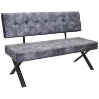 Sitzbank Mit Lehne Webstoff Anthrazit Donna B:140cm - Anthrazit/Schwarz, MODERN, Textil/Metall (140/93/61cm)