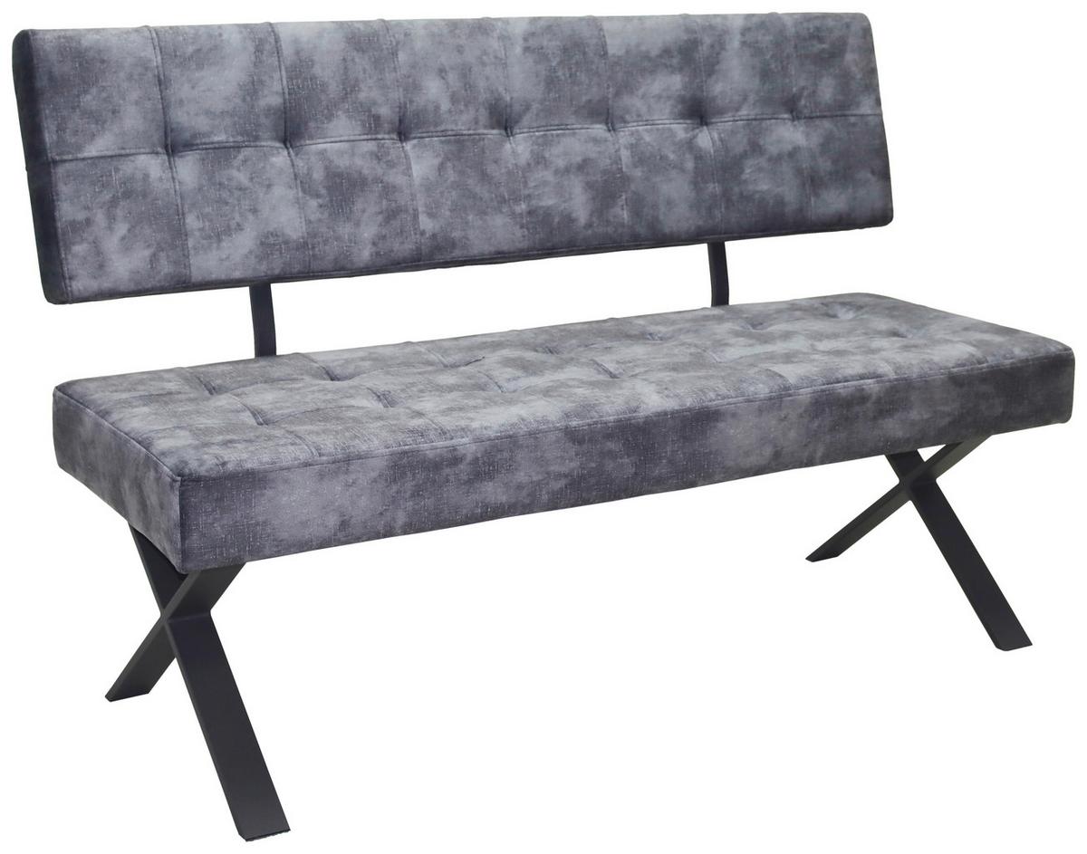 Sitzbank Mit Lehne Webstoff Anthrazit Donna B:140cm - Anthrazit/Schwarz, MODERN, Textil/Metall (140/93/61cm)