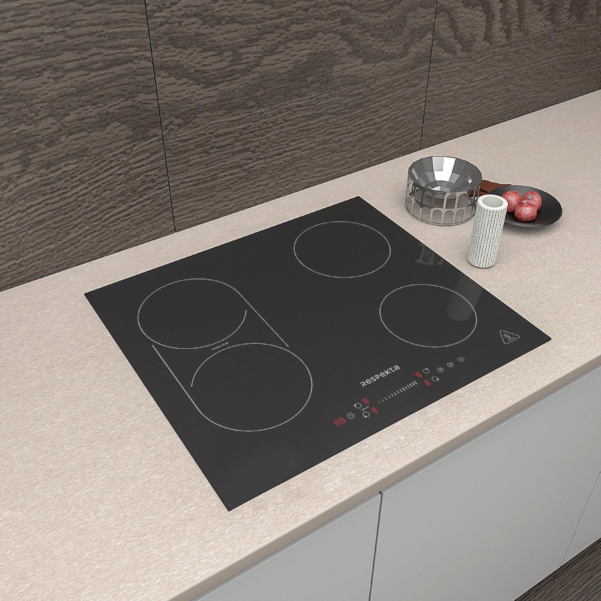 Induktionskochfeld Respekta Km6600ib-28 - Schwarz, Trend, Glas/Metall (59/6/52cm) - Respekta