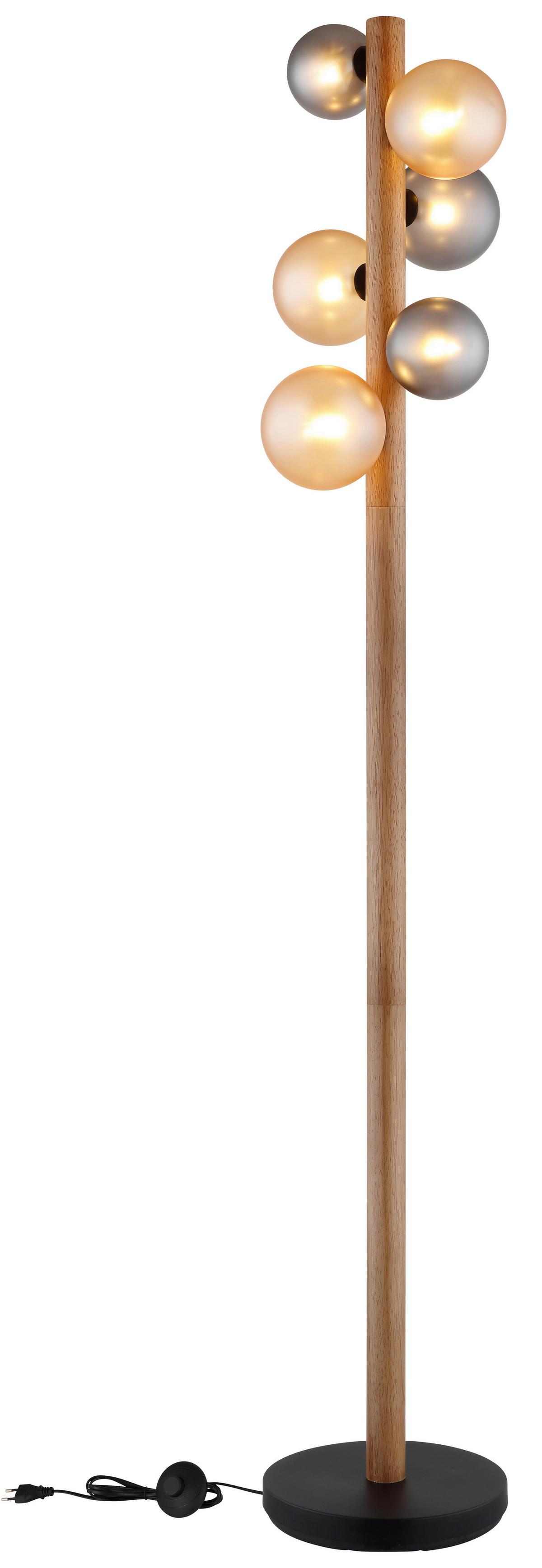 STEHLEUCHTE Exkl. 5xG9 5W - Dunkelbraun/Schwarz, Basics, Glas/Holz (29/150cm) - Globo