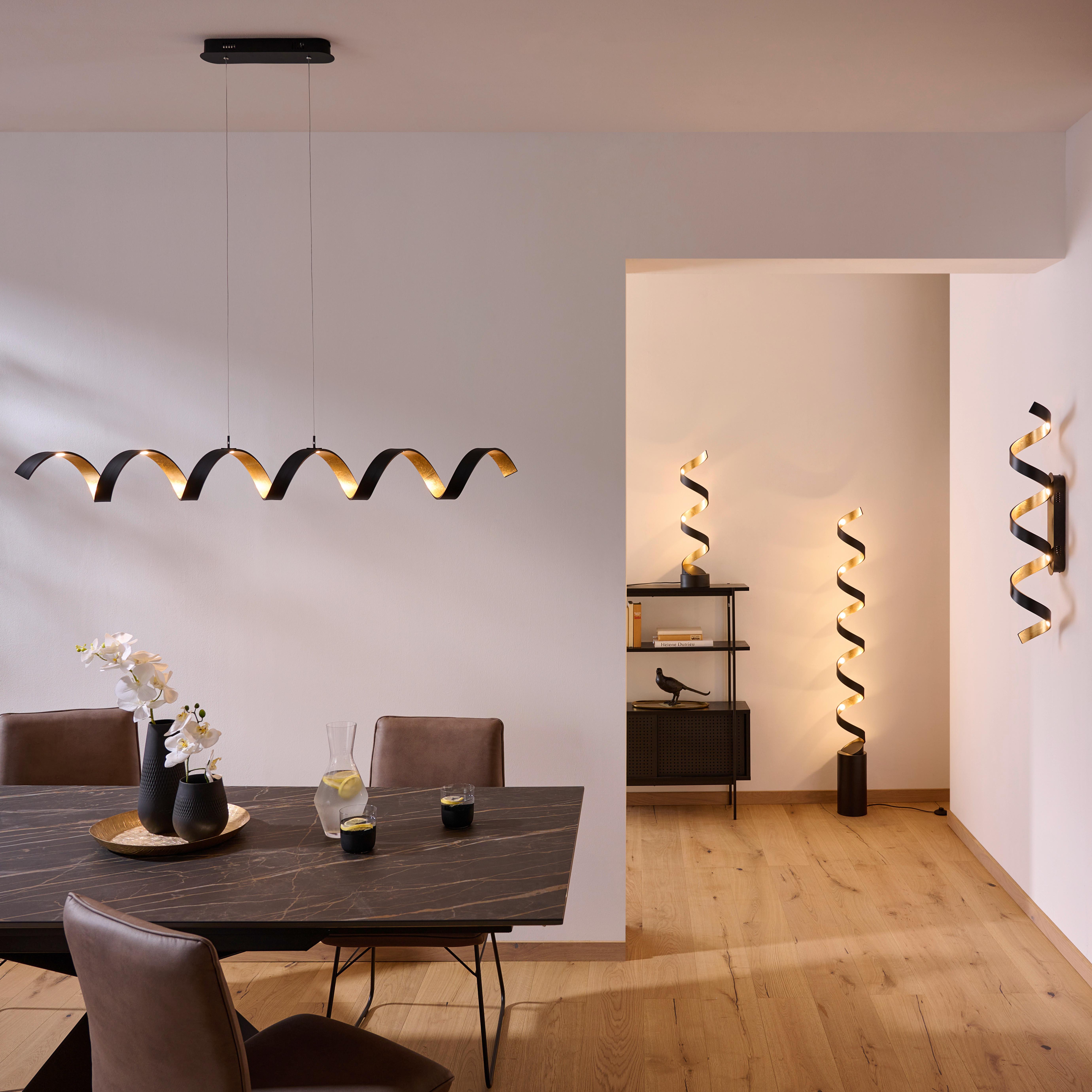 LED-Stehlampe Helix Schwarz / Goldfarben Spiralförmig - Goldfarben/Schwarz, Design, Metall (14,5/152cm)