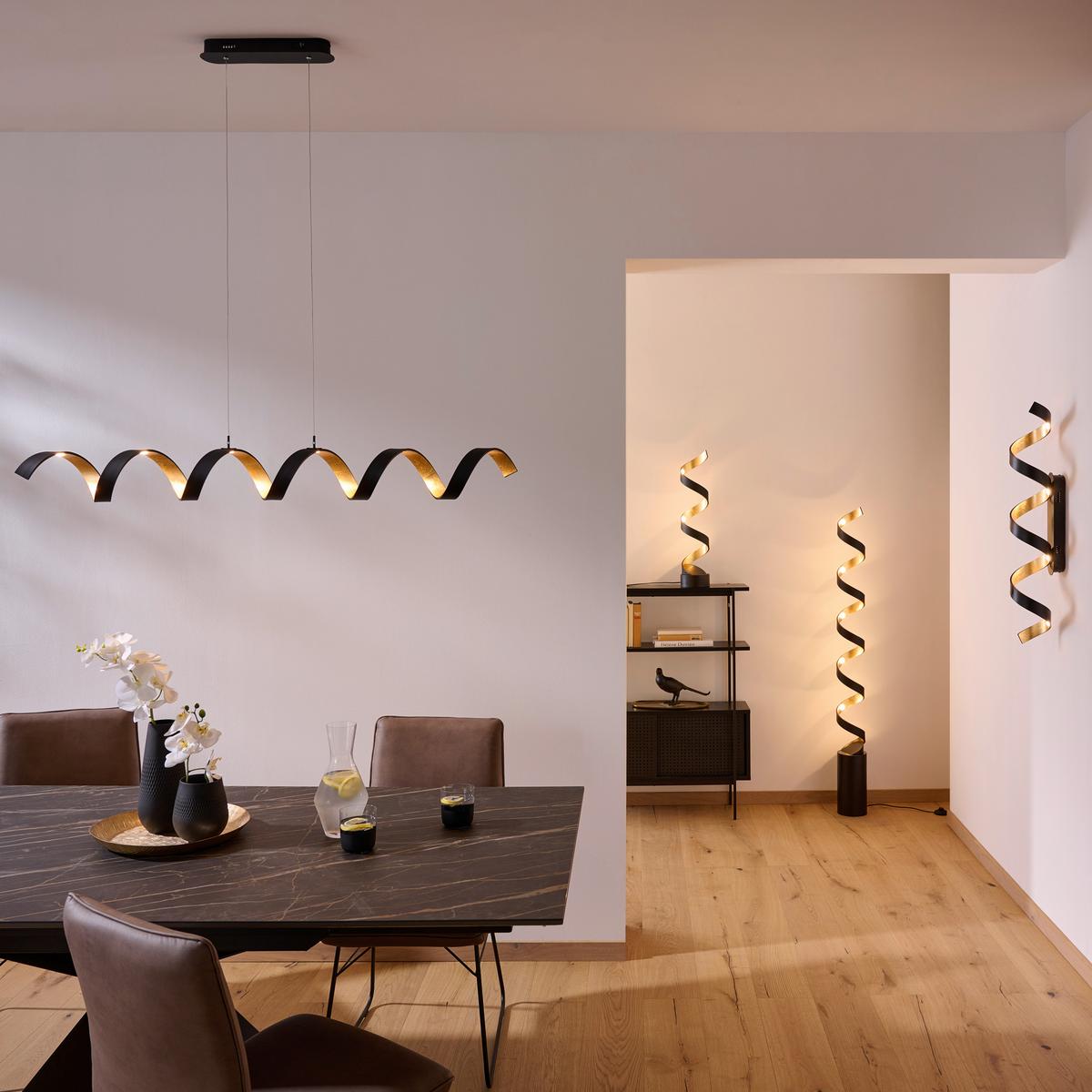 Tischlampe Helix Schwarz/ Goldfarben - Goldfarben/Schwarz, Design, Metall (14,5/66cm)