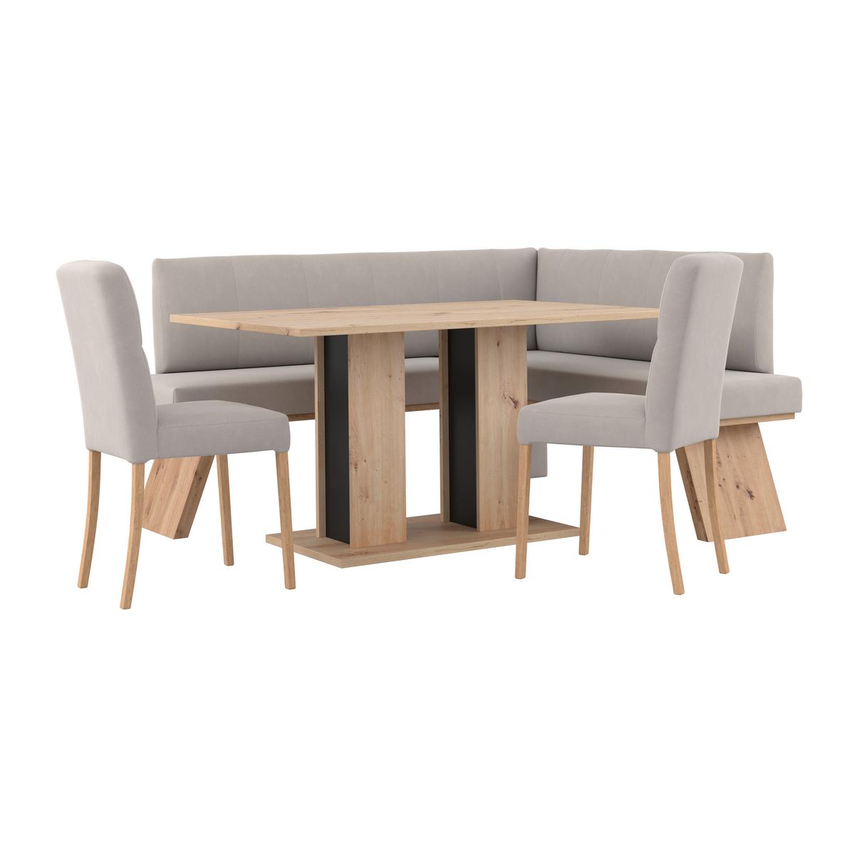 Eckbank Emma Ii Webstoff Weiß, B: 185 - Eichefarben/Weiß, KONVENTIONELL, Holzwerkstoff/Textil (185/150cm)