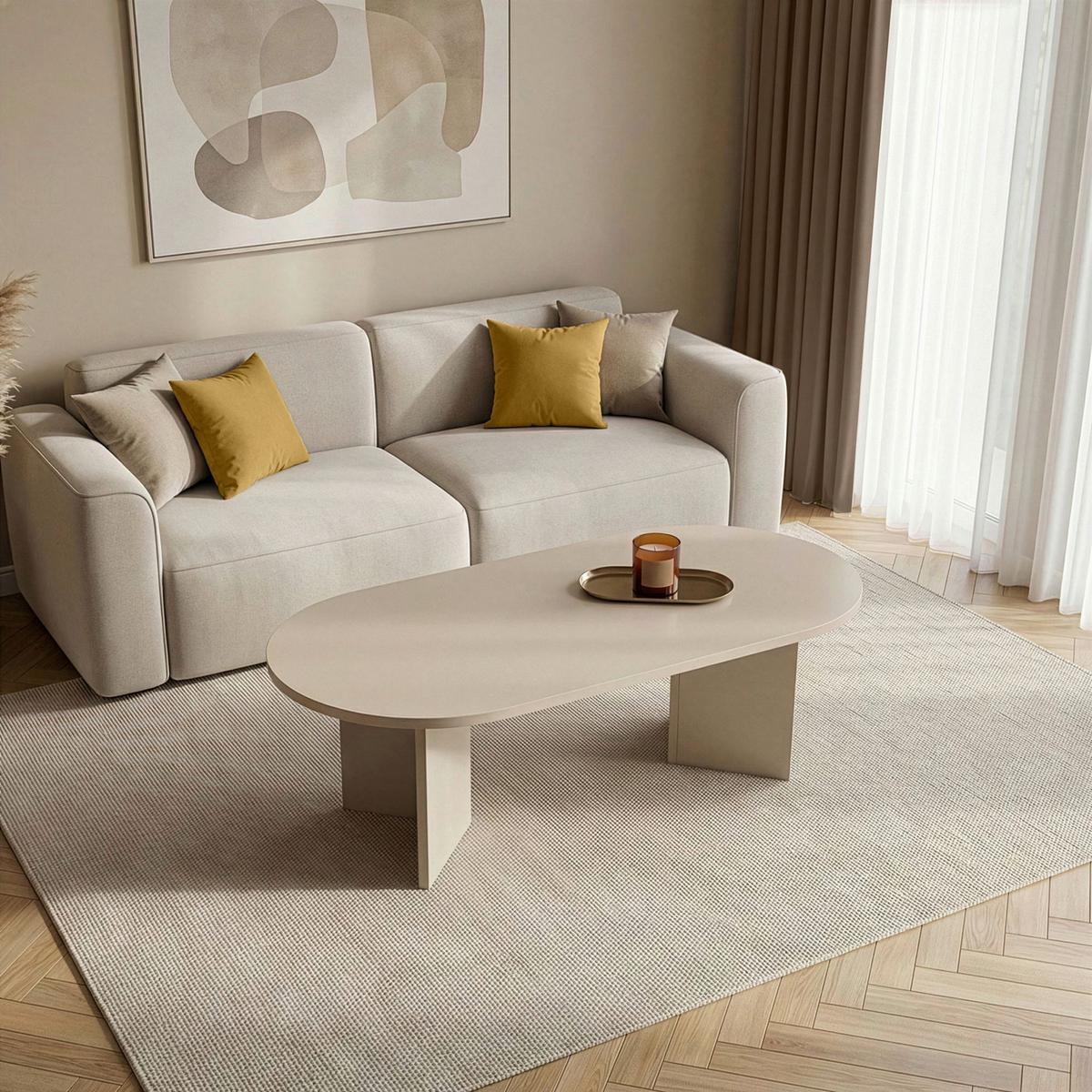 Couchtisch Sable Creme B: 119cm - Creme, Design, Holzwerkstoff (119/40/60cm) - MID.YOU