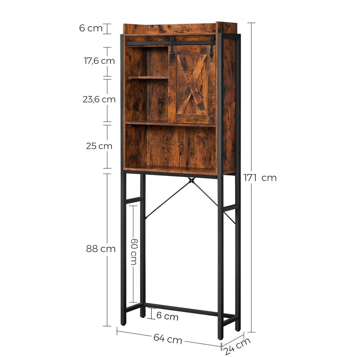 Waschmaschinenschrank Bts003b01 - Schwarz/Braun, Trend, Holzwerkstoff/Metall (64/171/24cm) - MID.YOU