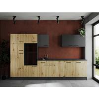 Küchenleerblock Oliver Grau, Artisan Dekor B: 340 Cm - Eiche Artisan/Grau, Design, Holzwerkstoff (340cm) - Respekta