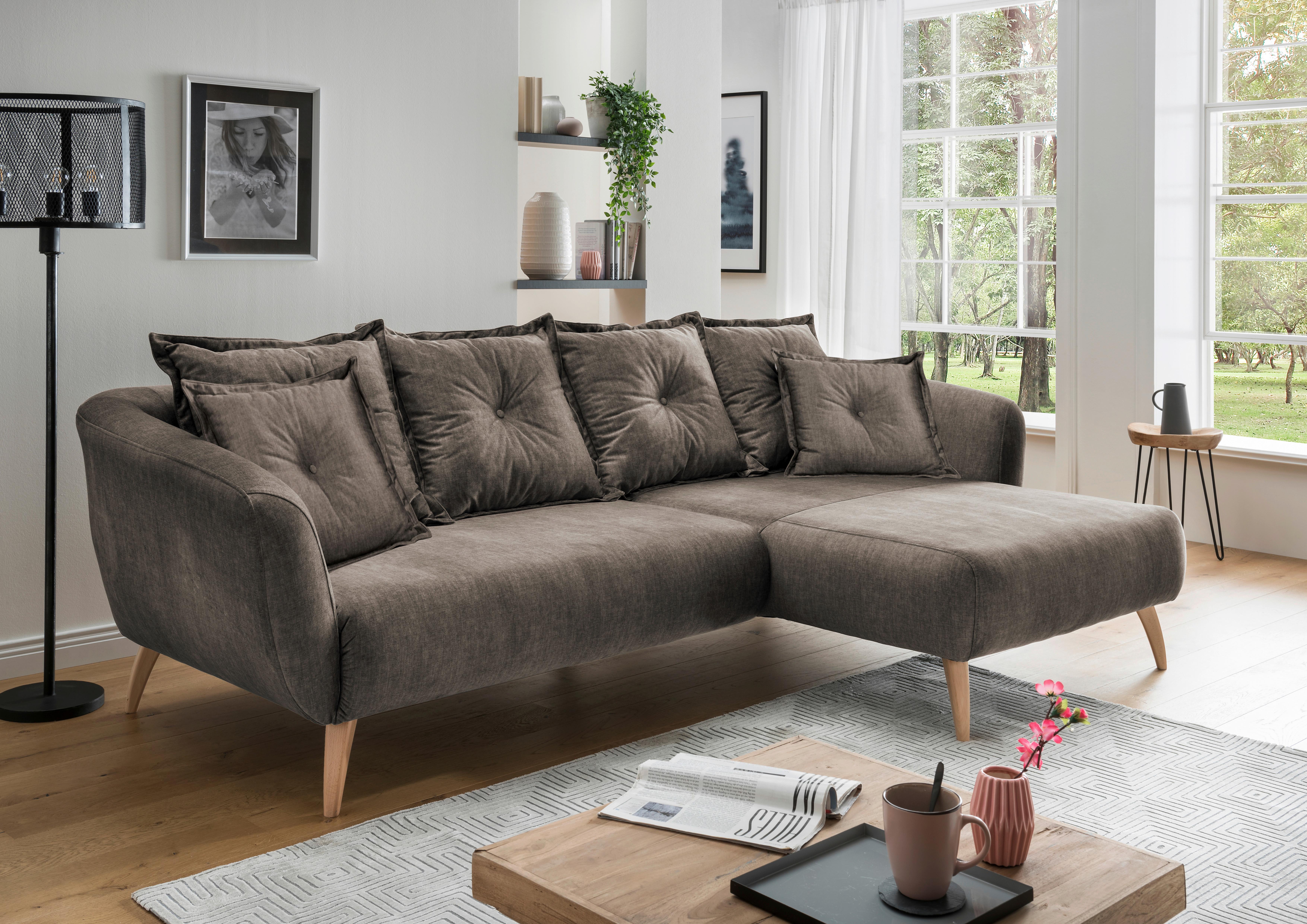 Ecksofa Baggio Braun S: 277/162 cm - Buchefarben/Braun, MODERN, Holz/Textil (277/94/162cm) - Livetastic
