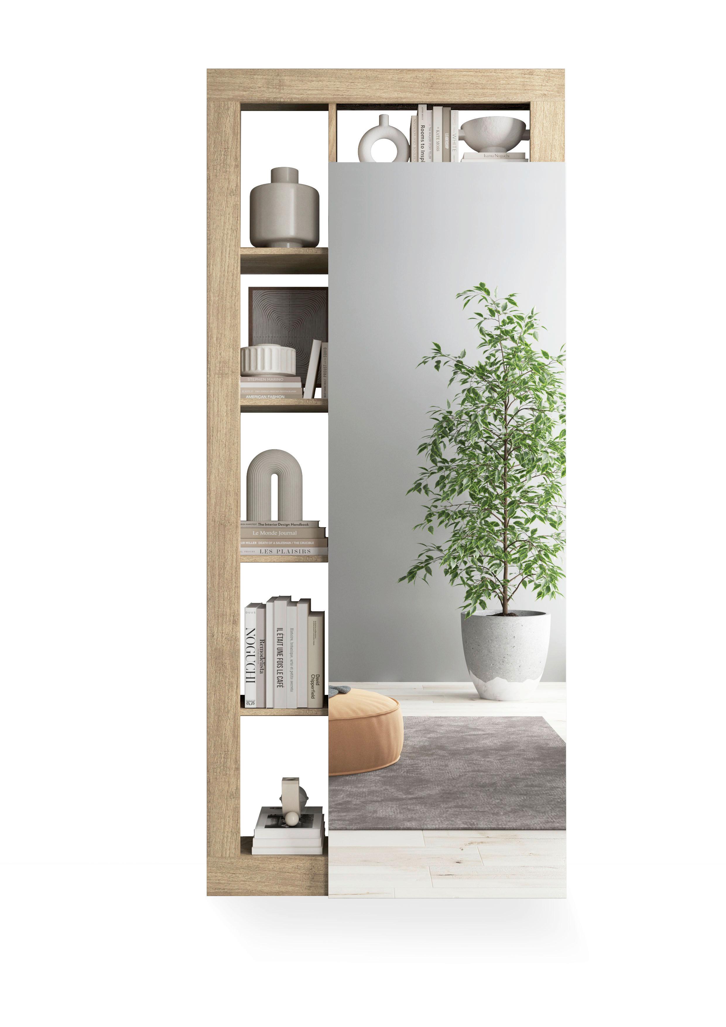 Garderobe Hamburg Eichefarben/Weiß B: 91 cm - Eichefarben/Weiß Hochglanz, Basics, Holzwerkstoff (91/209/30cm)