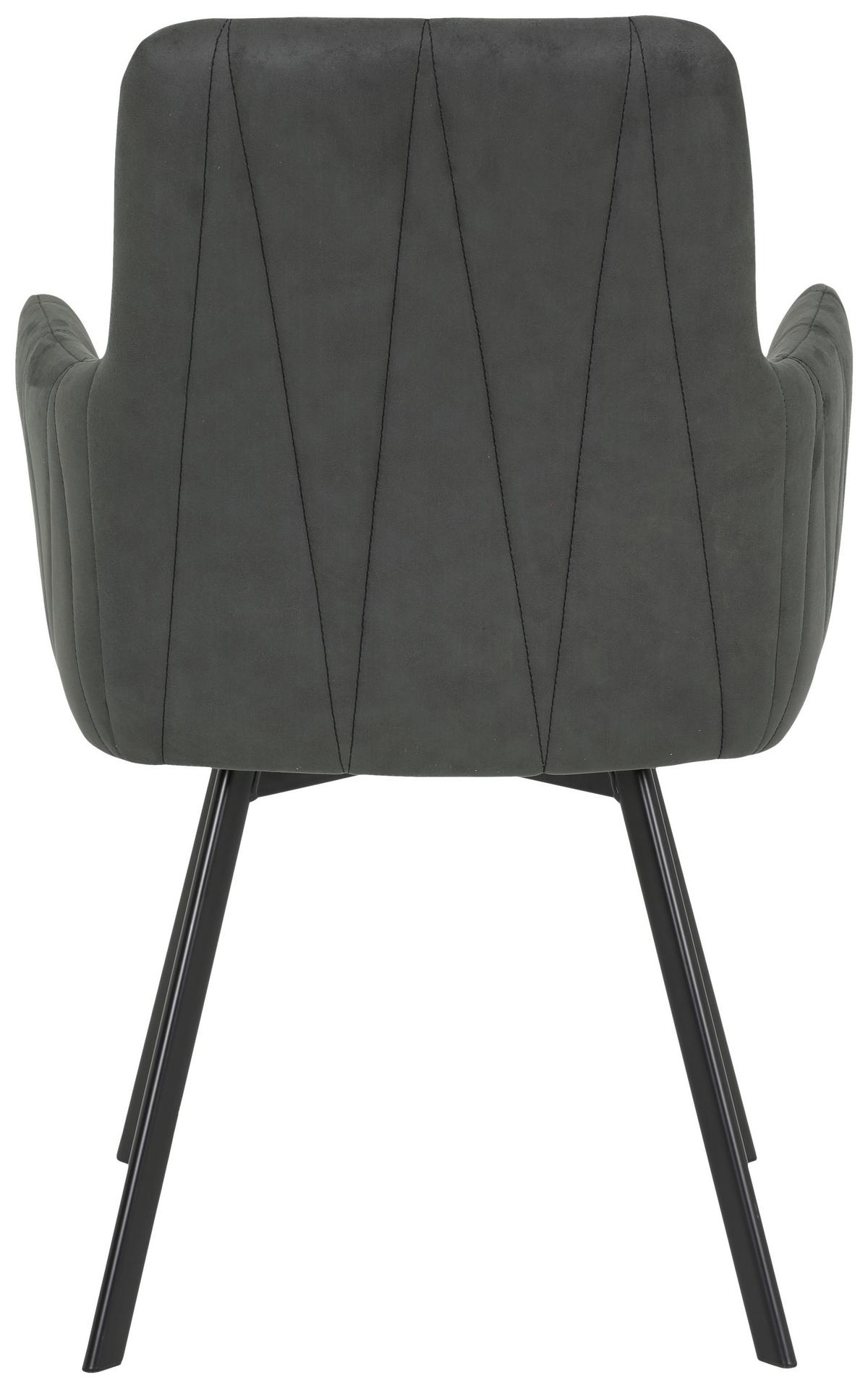 Armlehnstuhl Gesa S Anthrazit Gepolstert Drehbar 2er-Set - Anthrazit/Schwarz, MODERN, Textil/Metall (58/88/63cm) - MID.YOU