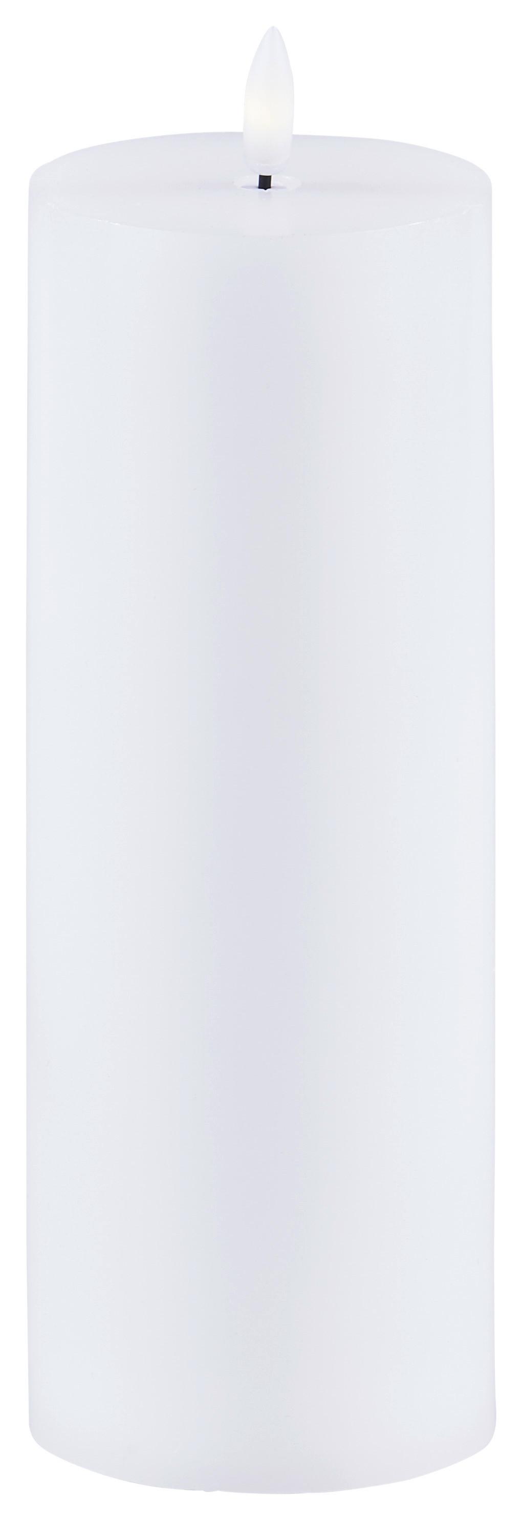 LED-Kerze Mara Weiß mit Timer DxH: 7,5x22,8 cm - Weiß, Basics, Naturmaterialien/Kunststoff (7,5/22,8cm) - Luca Bessoni
