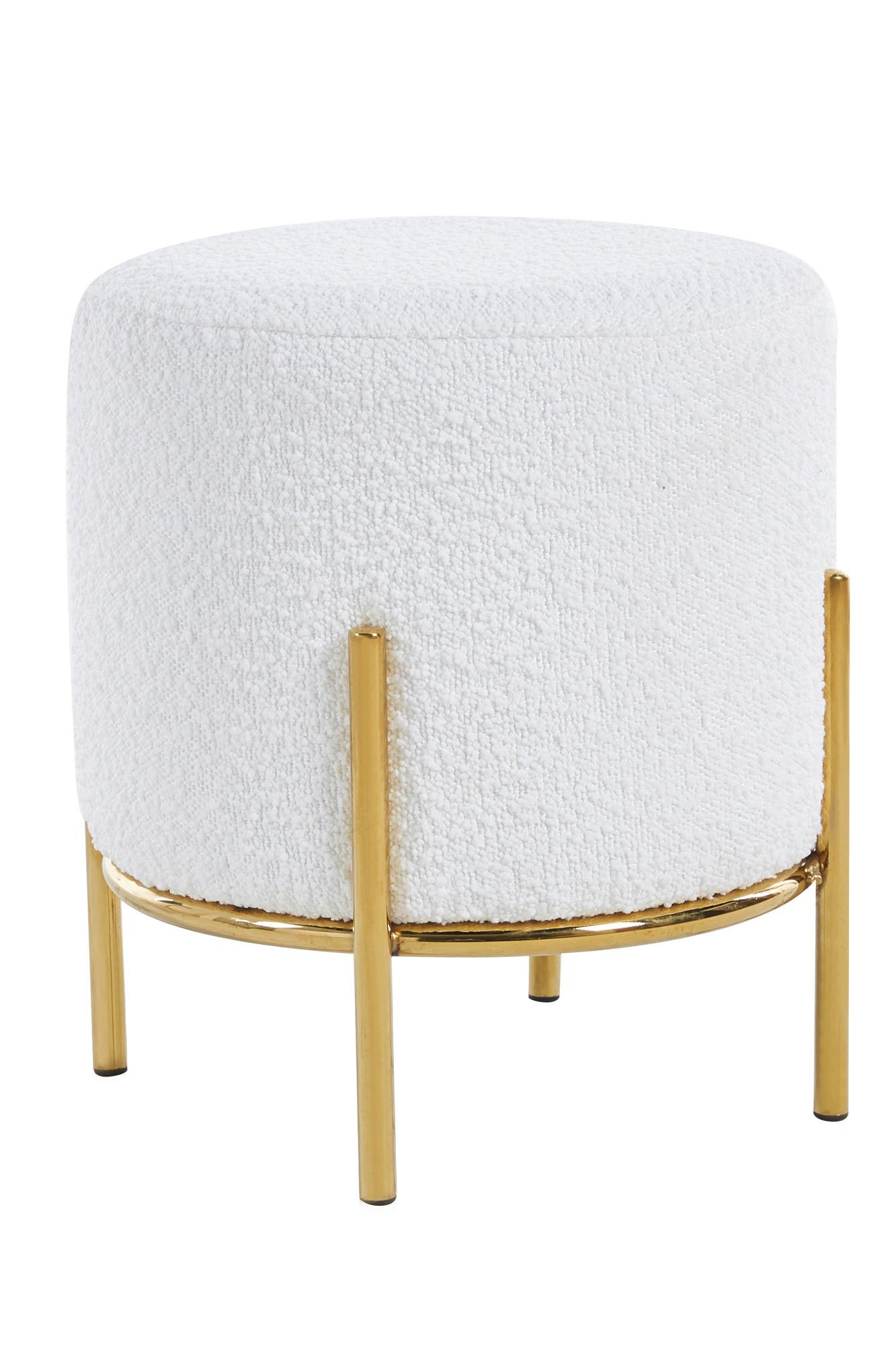 Hocker Weiß, Goldfarben B: 35 Cm - Goldfarben/Weiß, MODERN, Textil (35/38/35cm) - Livetastic