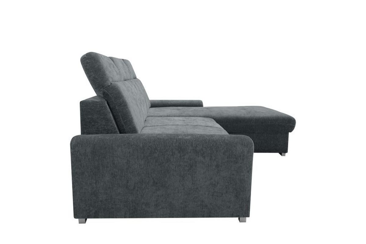 Rohová sedačka MALAGA, pravá, šedá žinylka - šedá/barvy chromu, Konvenční, kov/dřevo (286/203cm) - Ondega