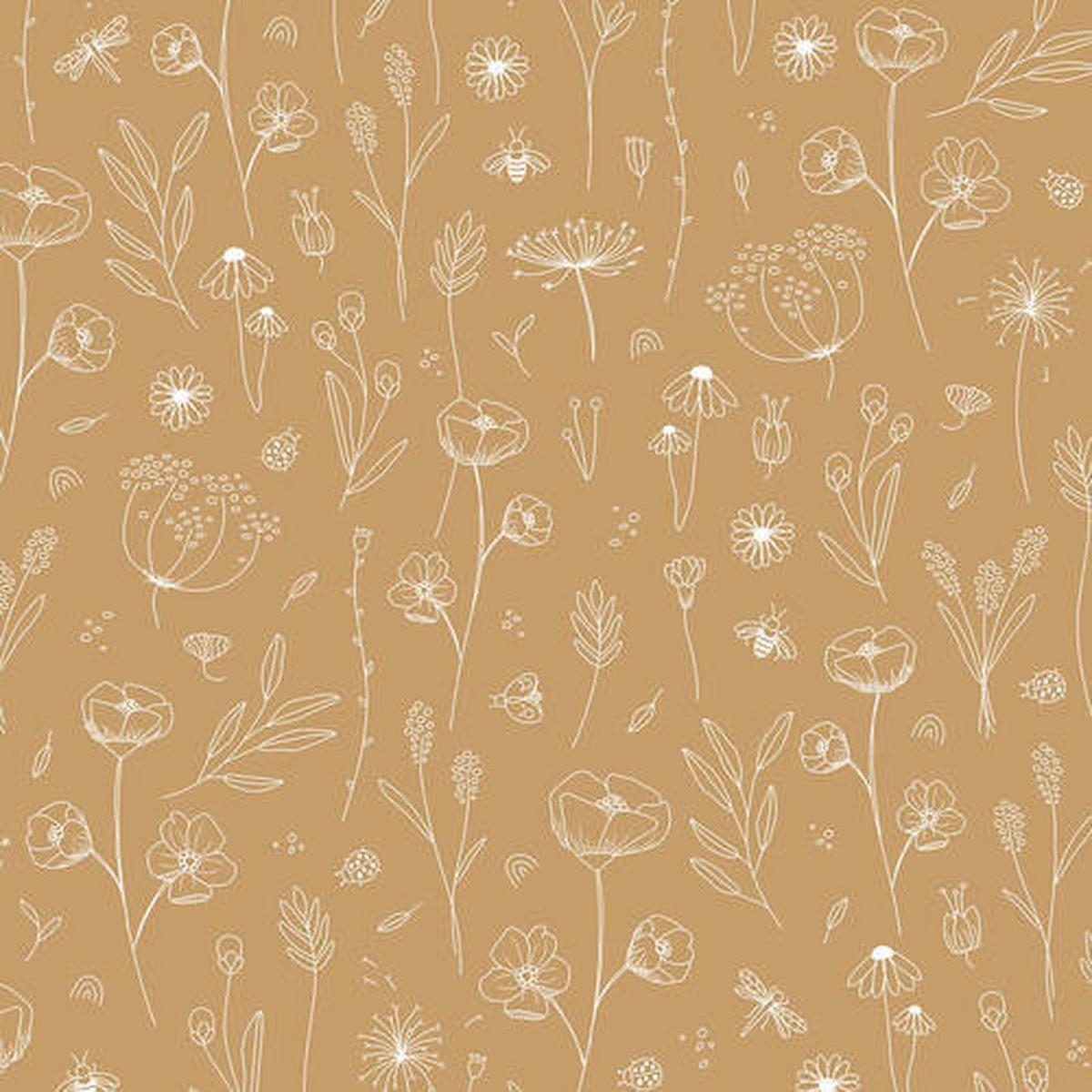 Vliestapete Wild Flowers Gelb - Gelb, Basics, Papier/Kunststoff (52/1005cm)
