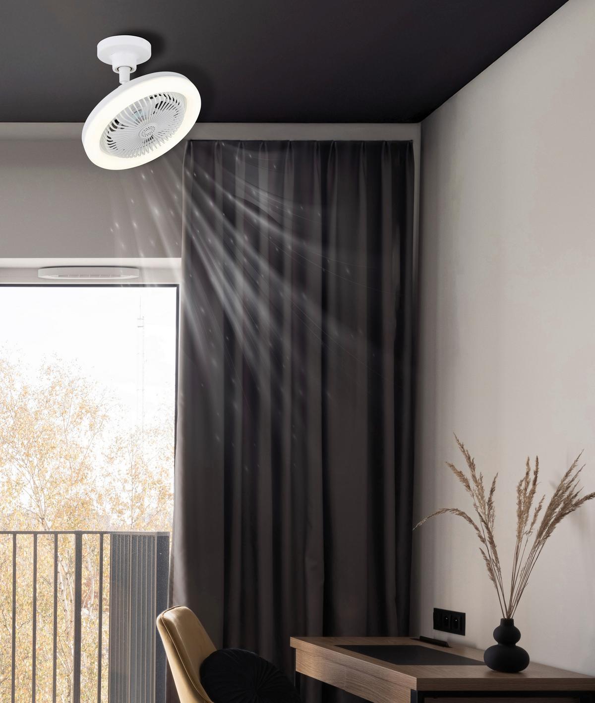 Deckenventilator inkl. Fernbedienung - Transparent/Weiß, Design, Kunststoff (25,8/21,7cm) - Globo