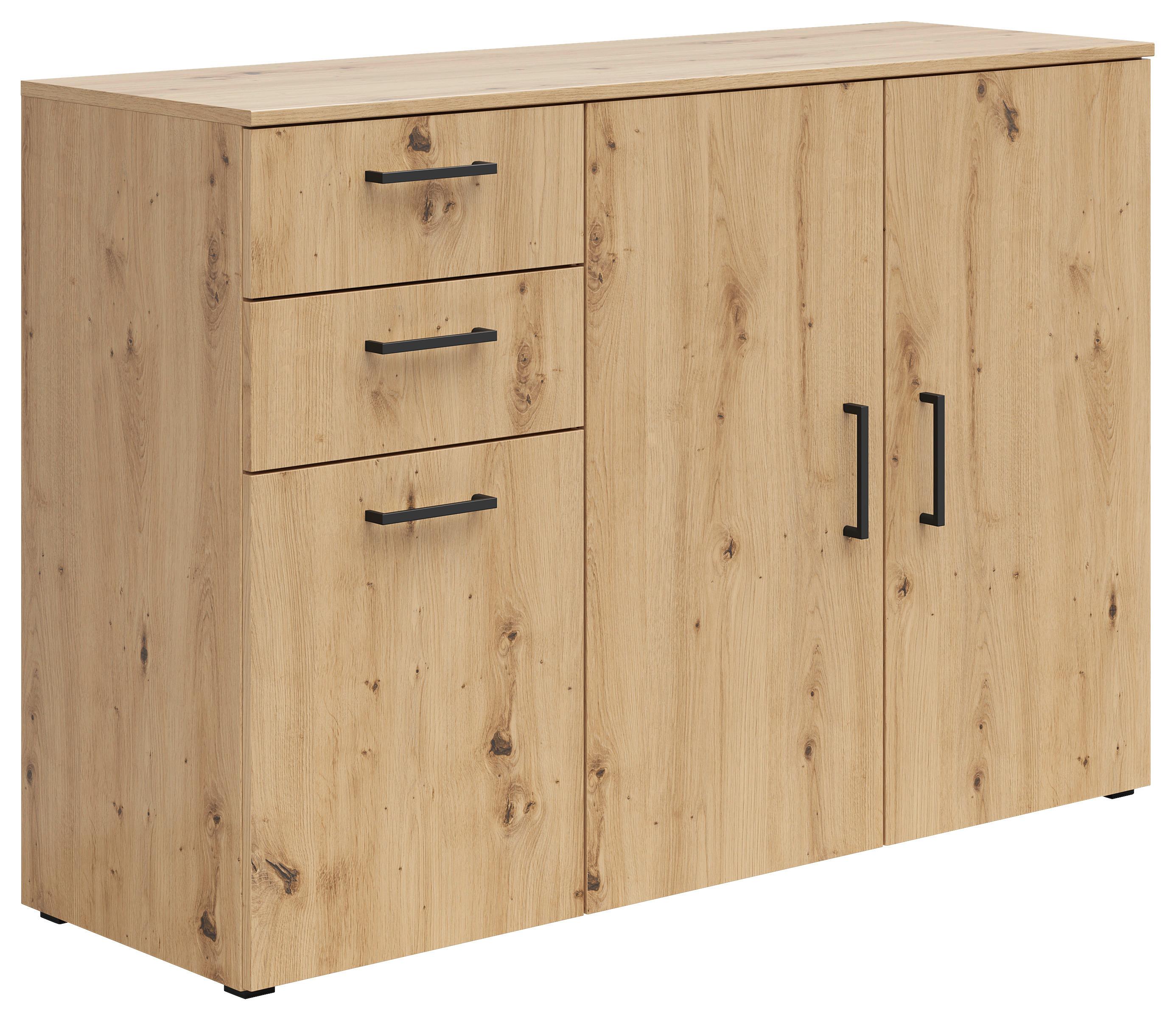 Kommode Multi,cab.3d/2drawers,s588-Kom - Anthrazit/Eiche Artisan, MODERN, Holzwerkstoff (120/83/40cm)