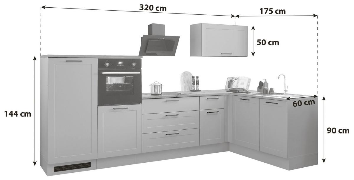 Eckküche Marseille Grün/eiche Dekor S: 320x175 Cm - Eiche Artisan/Grün, Design, Holzwerkstoff (320/175cm) - MID.YOU