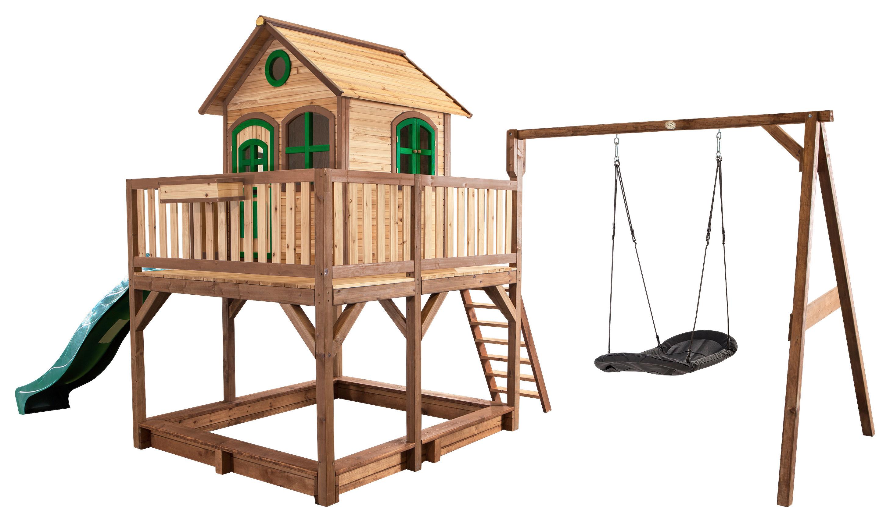 Spielturm A030.158.00 - Braun/Weiß, KONVENTIONELL, Holz (613/291/277cm) - Ambia Garden
