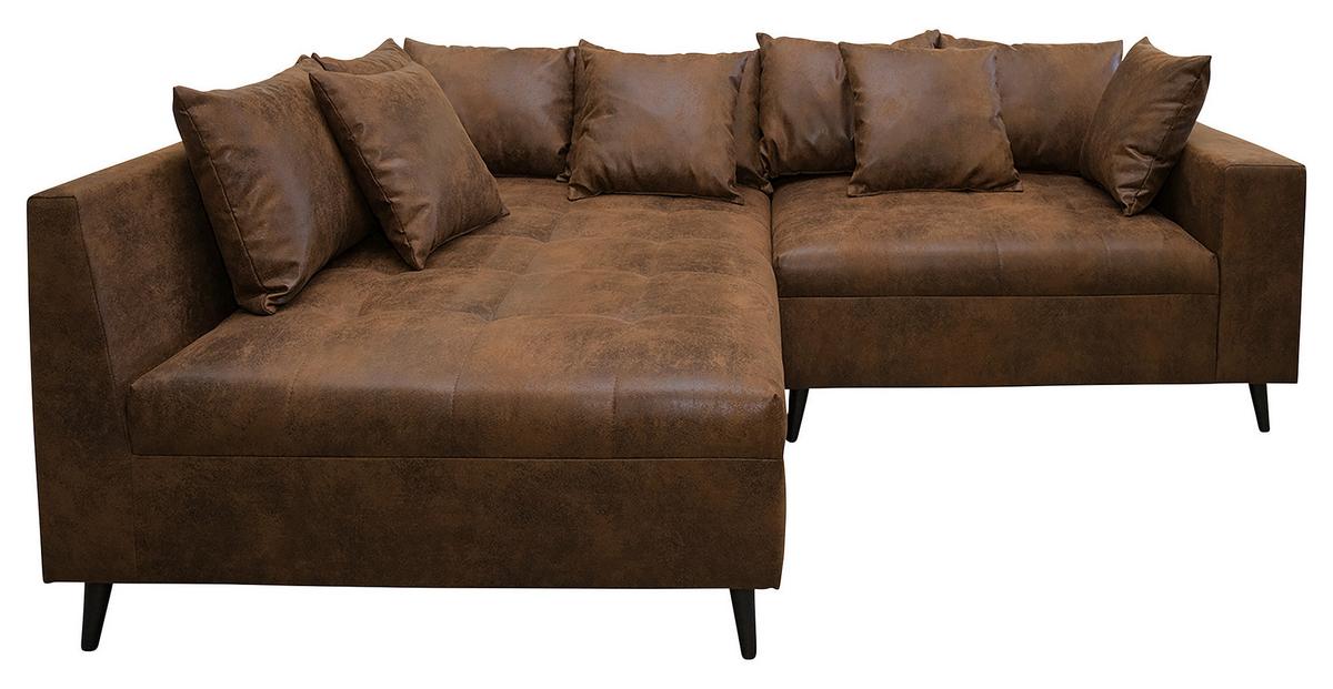 Ecksofa Pruno, Braun S: 174x247 Cm - Schwarz/Braun, Design, Textil (174/247cm) - MID.YOU