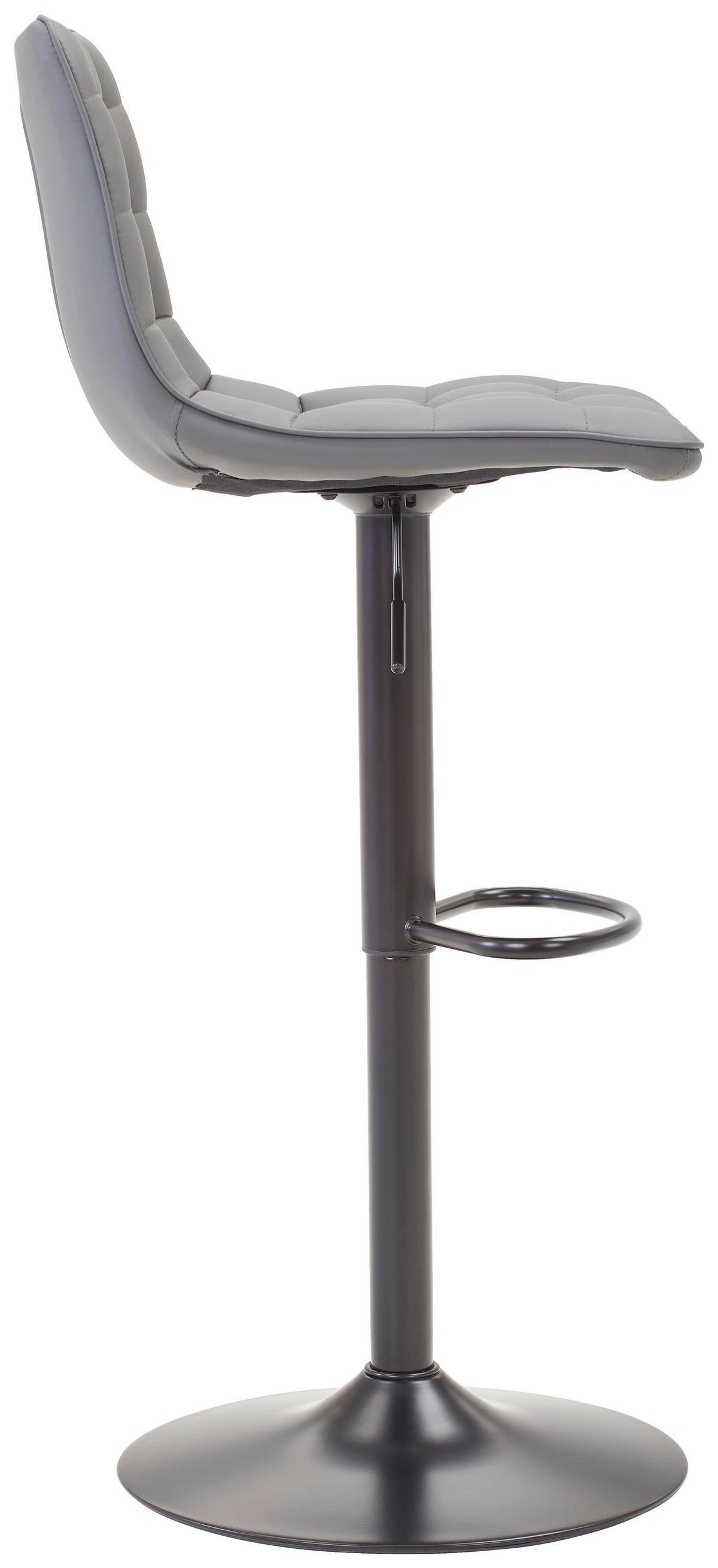 Barhocker Elias Grau höhenverstellbar, B: 42 cm - Schwarz/Grau, MODERN, Textil/Metall (42/109,5/52cm) - Livetastic