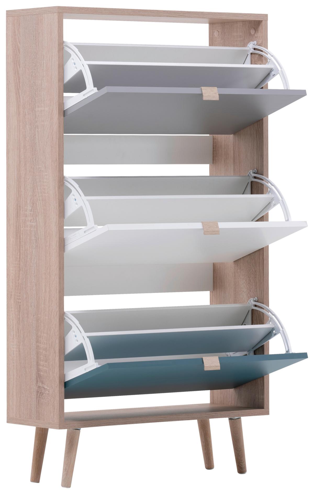 Schuhkipper Cuba 42 Trend, 3 Klappen Eichefarb. B: 70 cm - Eichefarben/Weiß, Trend, Holzwerkstoff (70/127/24cm) - MID.YOU