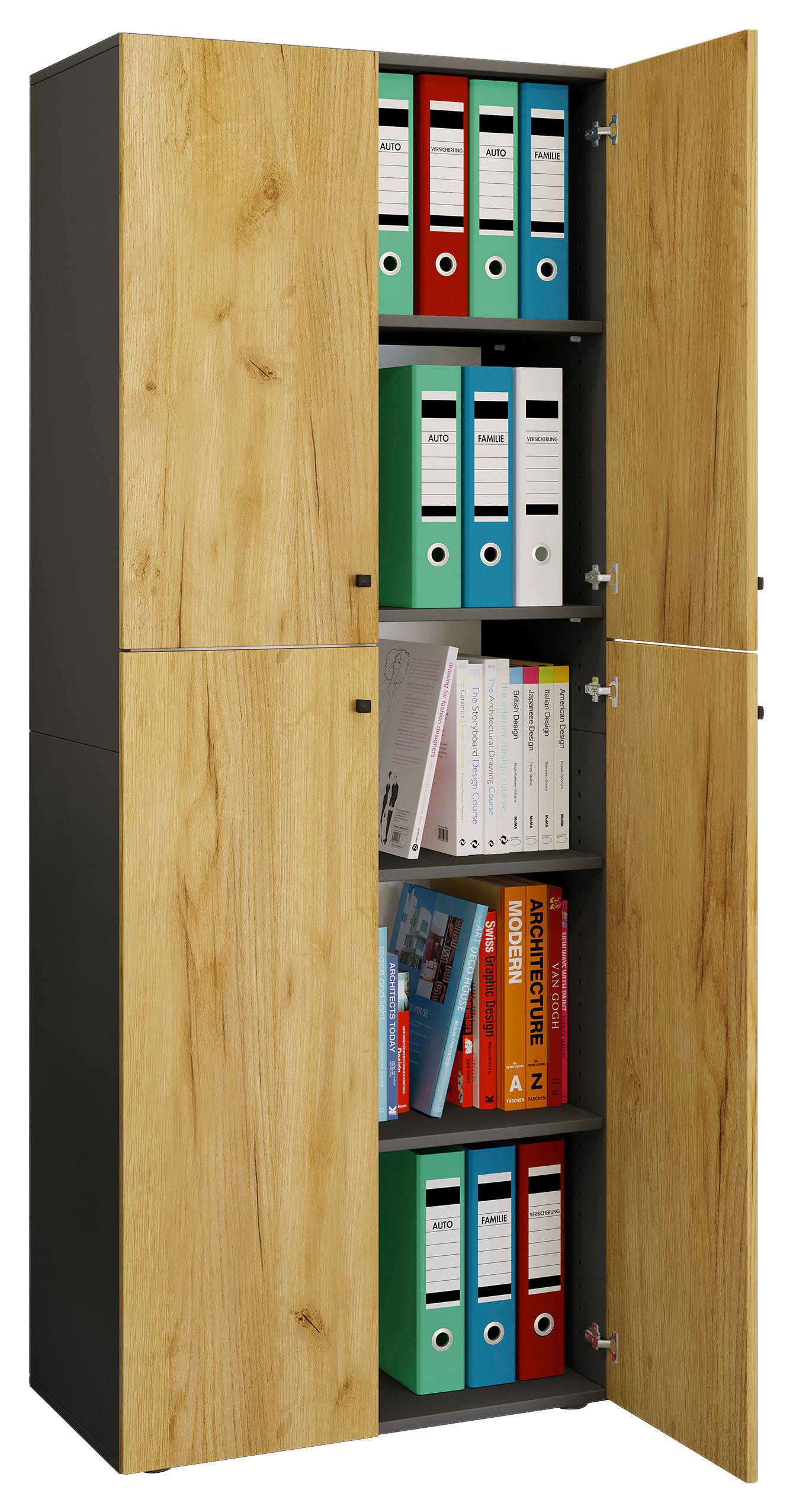 Aktenschrank Lona Anthrazit/Eiche Dekor B: 70 cm - Honigeiche/Anthrazit, Design, Holzwerkstoff (70/183/39cm) - MID.YOU