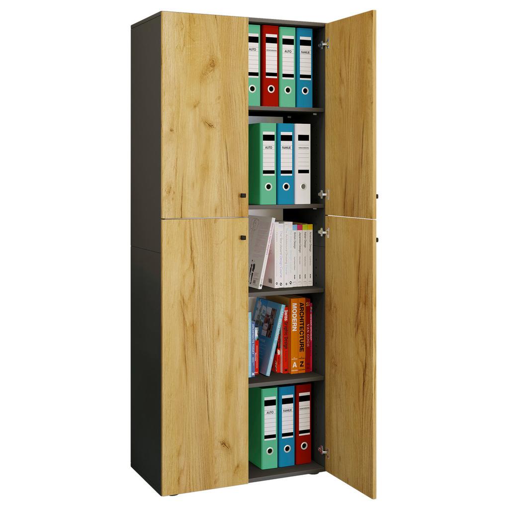 Aktenschrank Lona Anthrazit/Eiche Dekor B: 70 cm