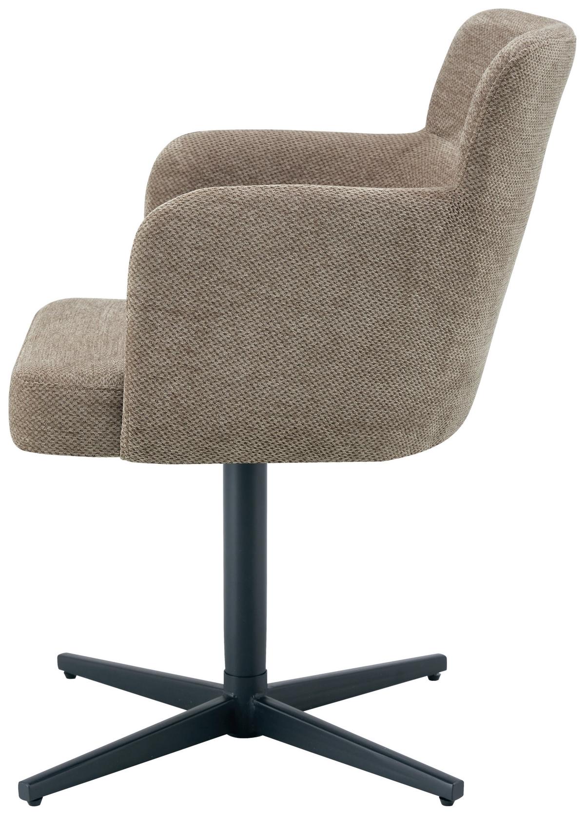 Armlehnstuhl Matteo Webstoff Braun, B: 58,5 Cm - Schwarz/Braun, KONVENTIONELL, Holz/Textil (58,5/85/63cm) - Livetastic