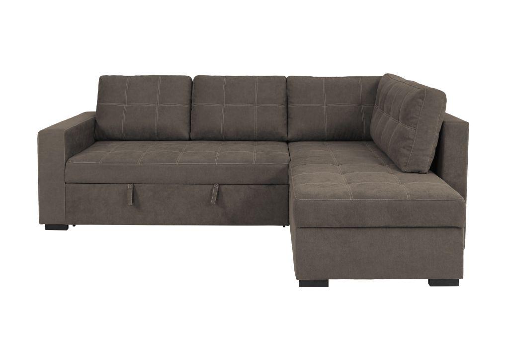 Rohová sedačka DON, oboustranná, šedohnědá - černá/šedavě hnědá, Design, kov/dřevo (248/172cm)