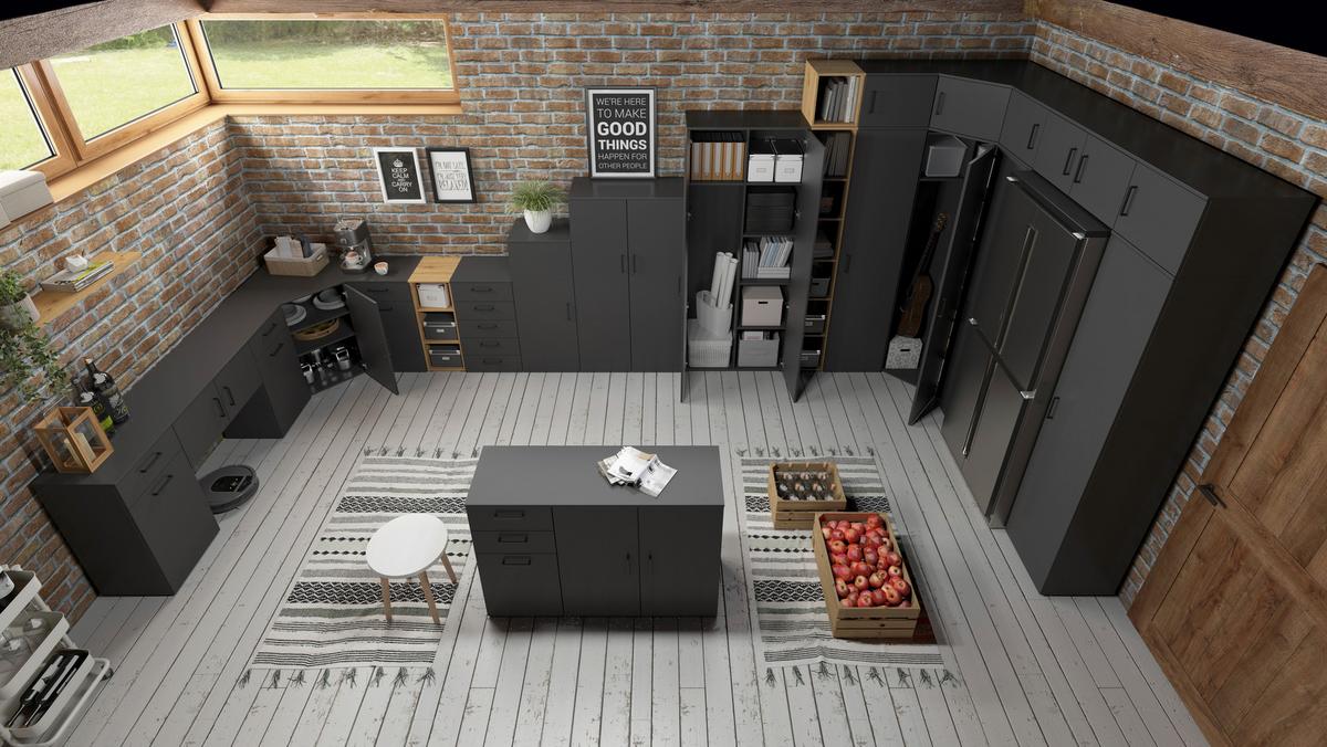 Komód Multistauraum - grafitszürke, Modern, faalapú anyag (80/83/40cm) - Carryhome