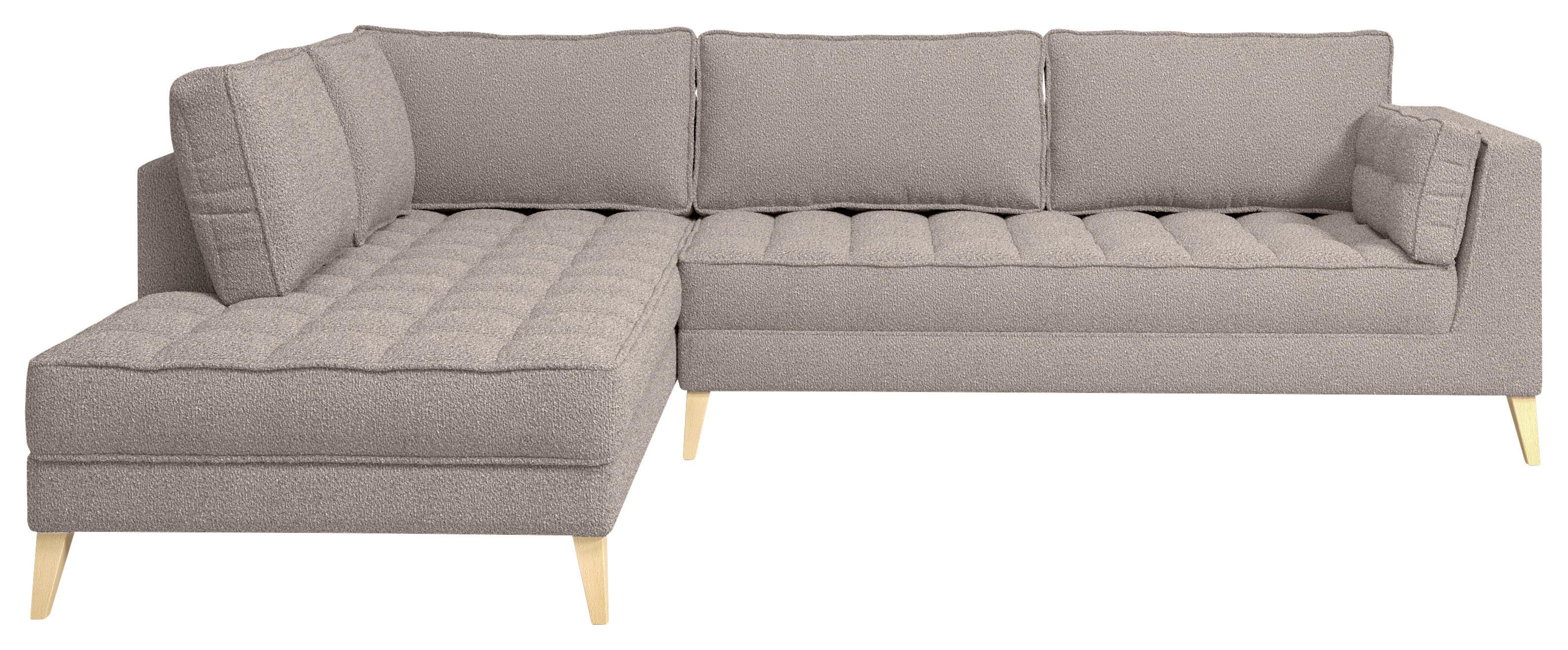 Rohová sedačka DOTI, levá, šedohnědá - přírodní barvy/šedohnědá, Design, kompozitní dřevo/textil (204/310cm) - MID.YOU